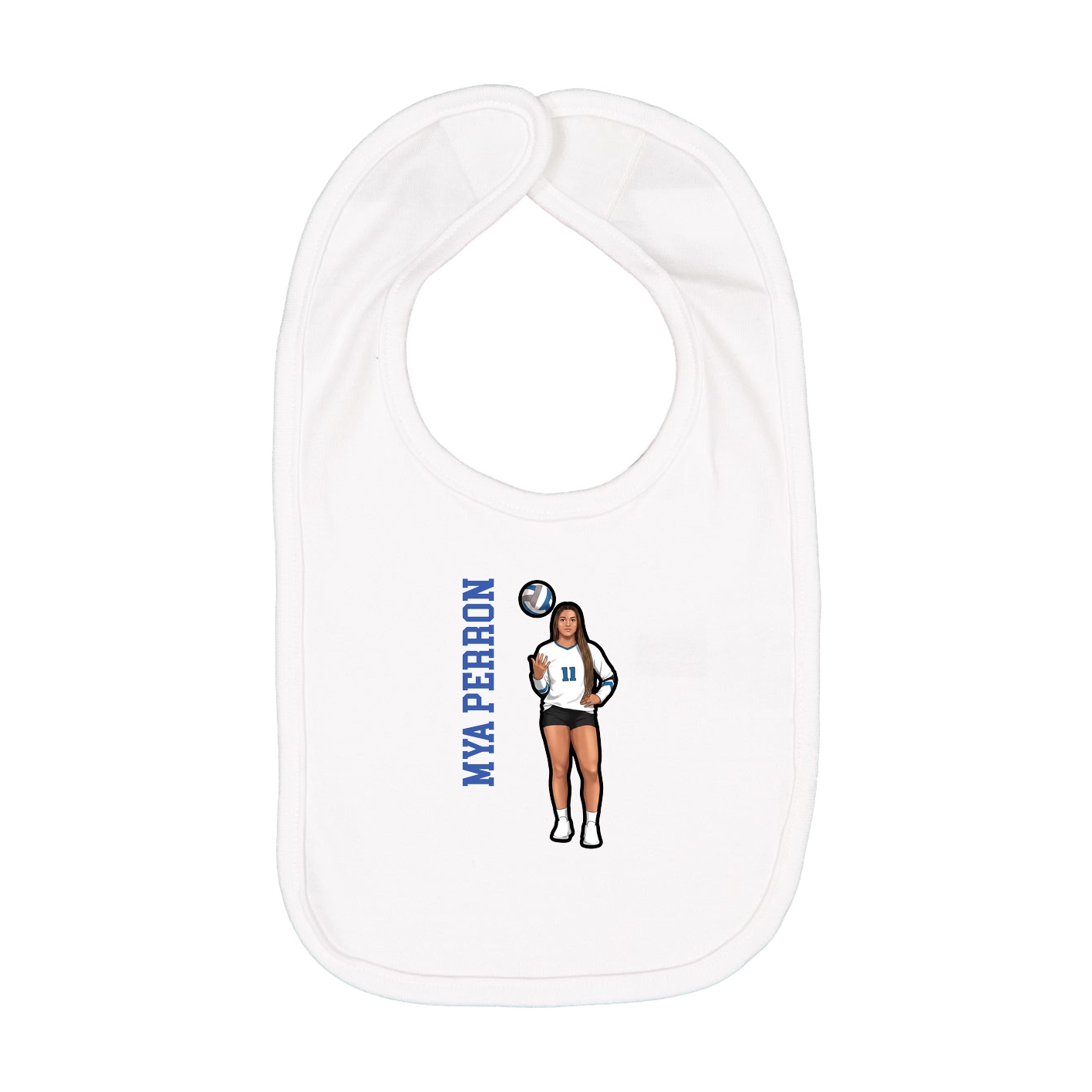 Infant Bib — Name Vertical in White