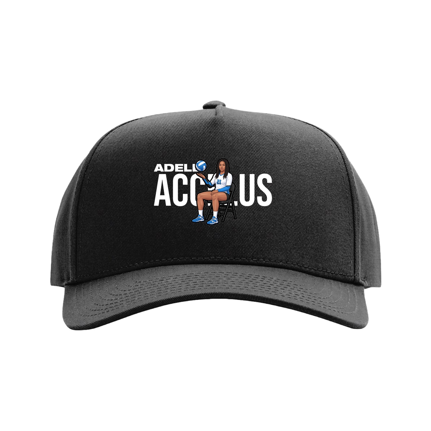 Full Fabric Five-Panel Champ Cap — Player Name in Black