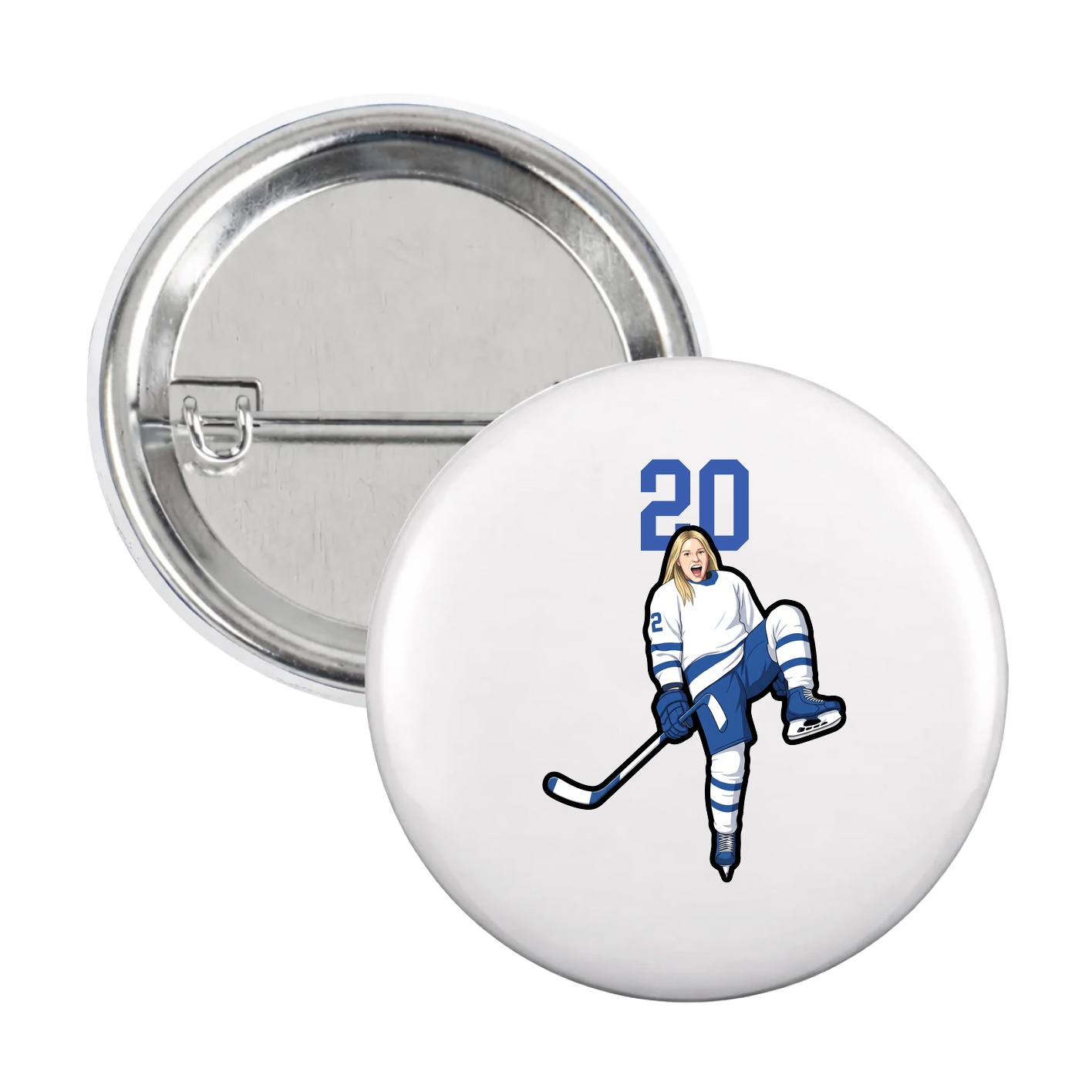 Game Day Button — Number Top in White