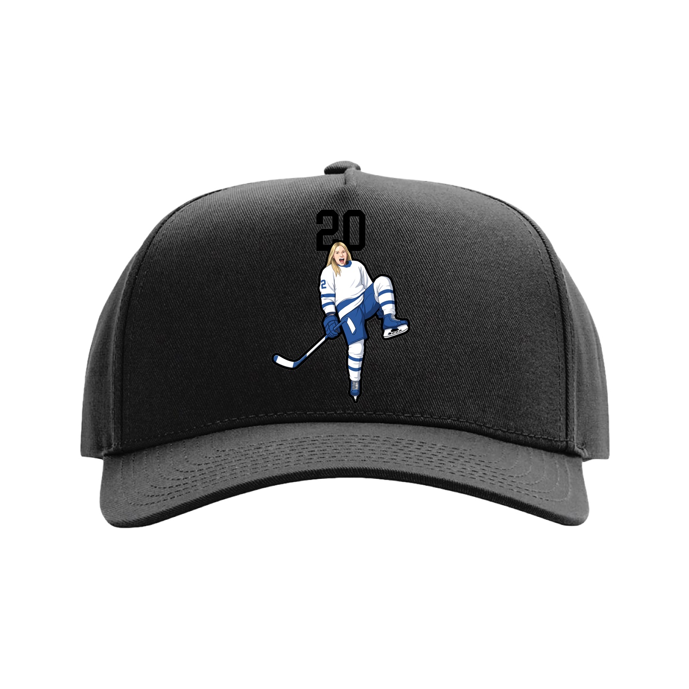 Full Fabric Five-Panel Champ Cap — Number Top in Black