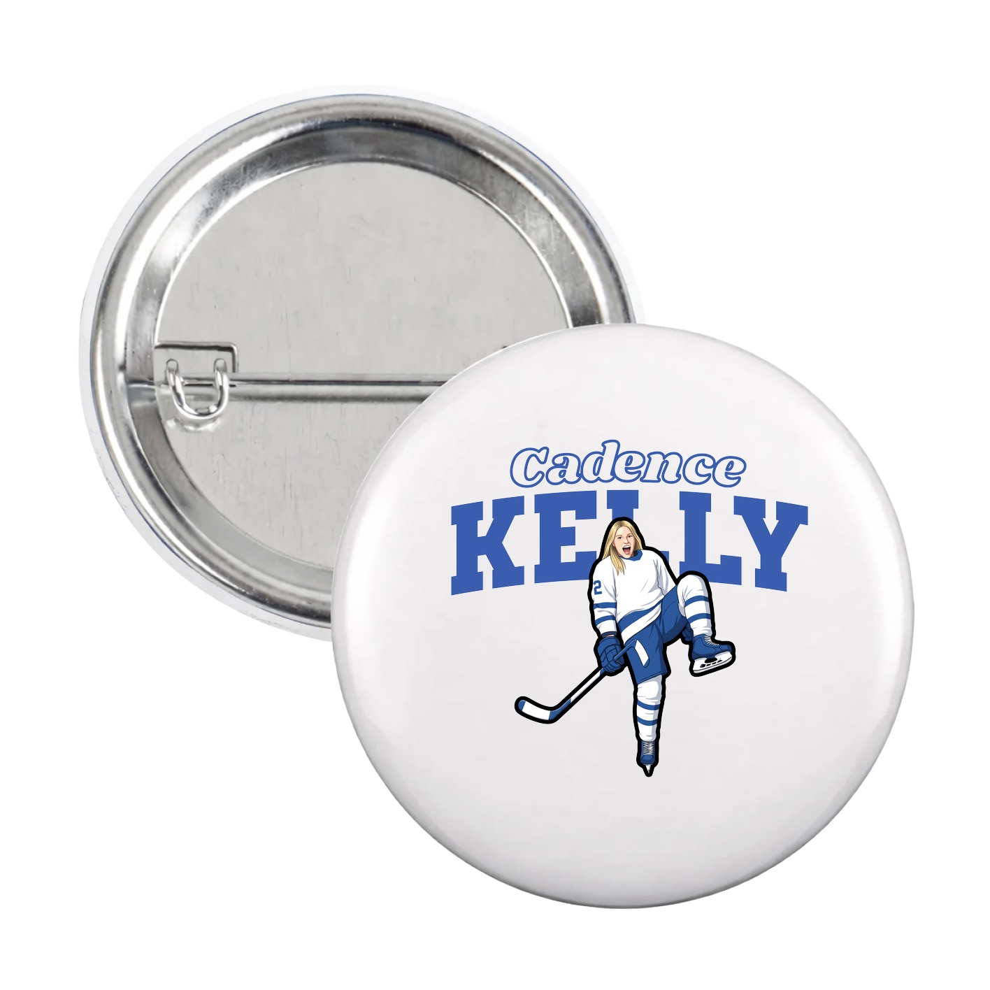 Game Day Button — Name Arch in White