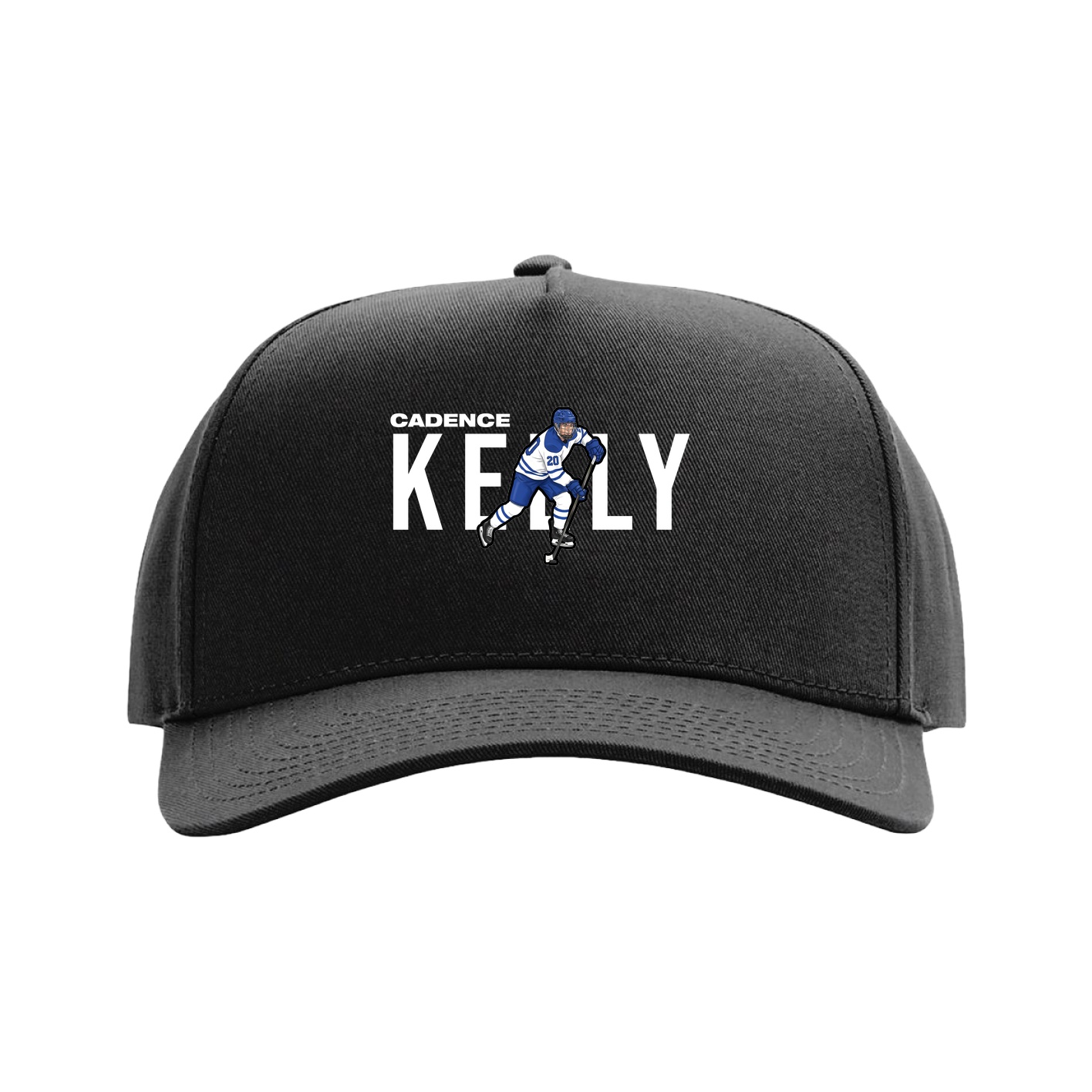 Full Fabric Five-Panel Champ Cap — Player Name in Black