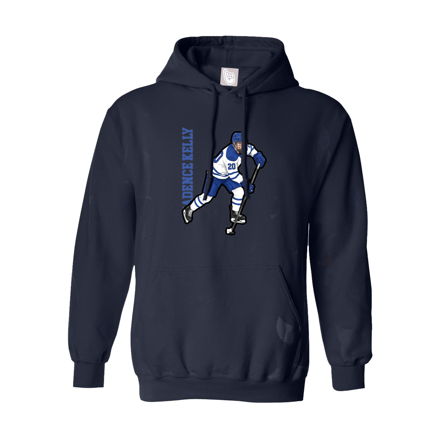 Hoodie — Name Vertical in Navy