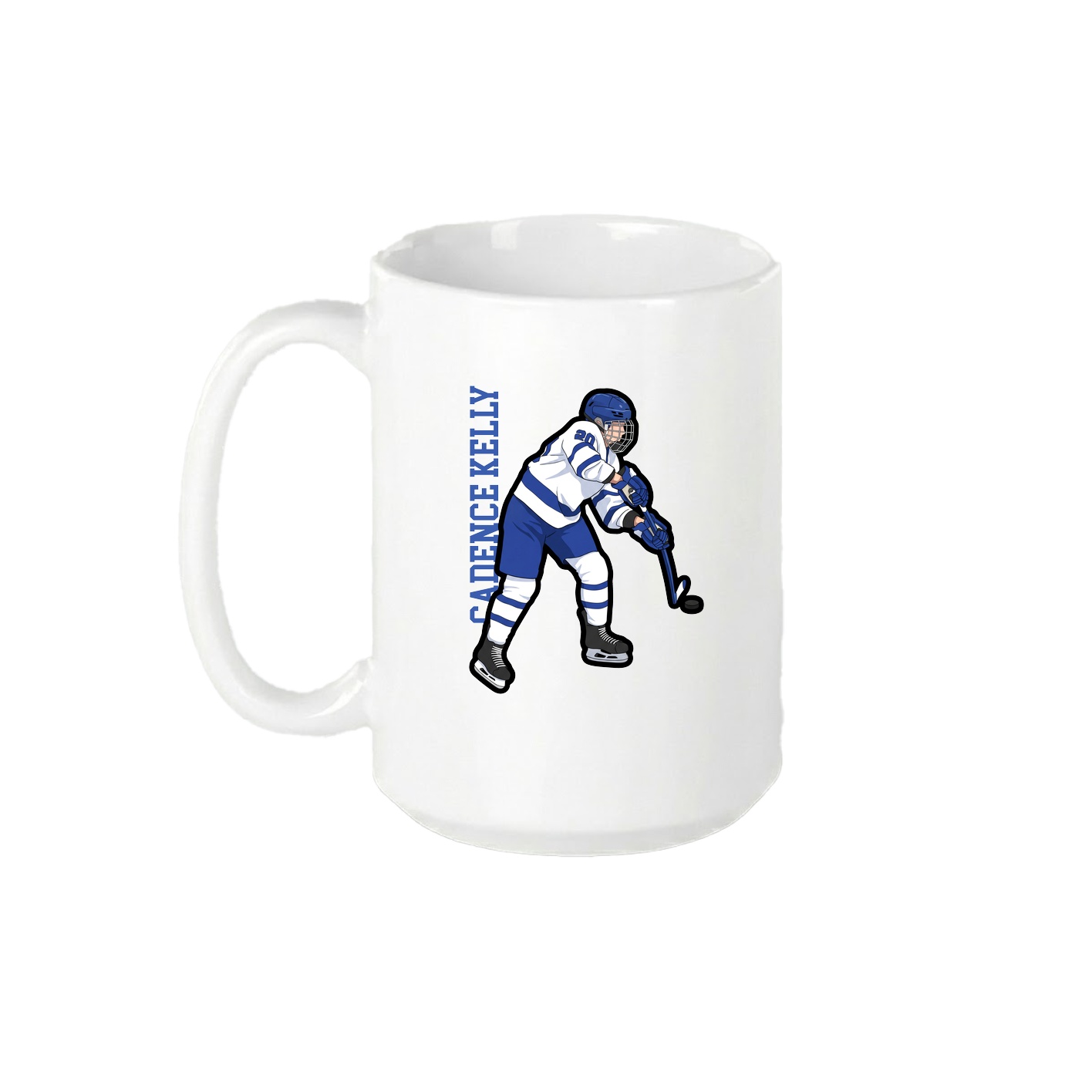15oz Coffee Mug — Name Vertical in White