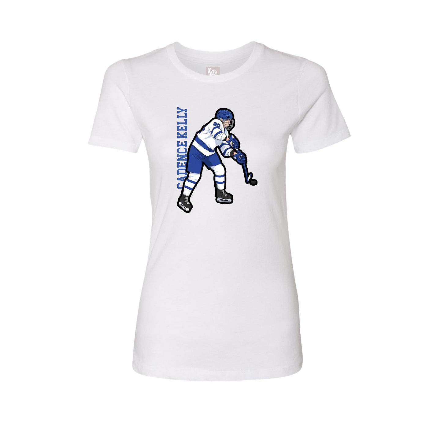 Fitted Women's Tee — Name Vertical in White
