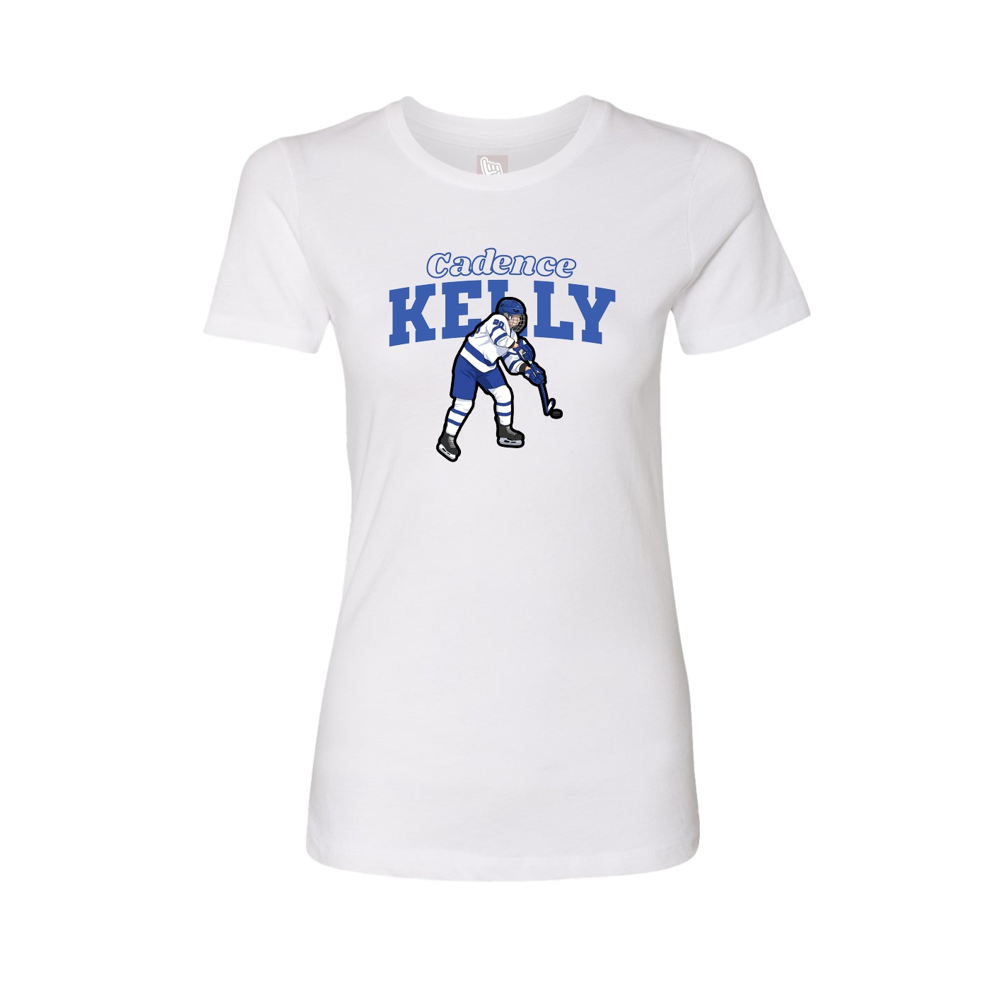 Fitted Women's Tee — Name Arch in White