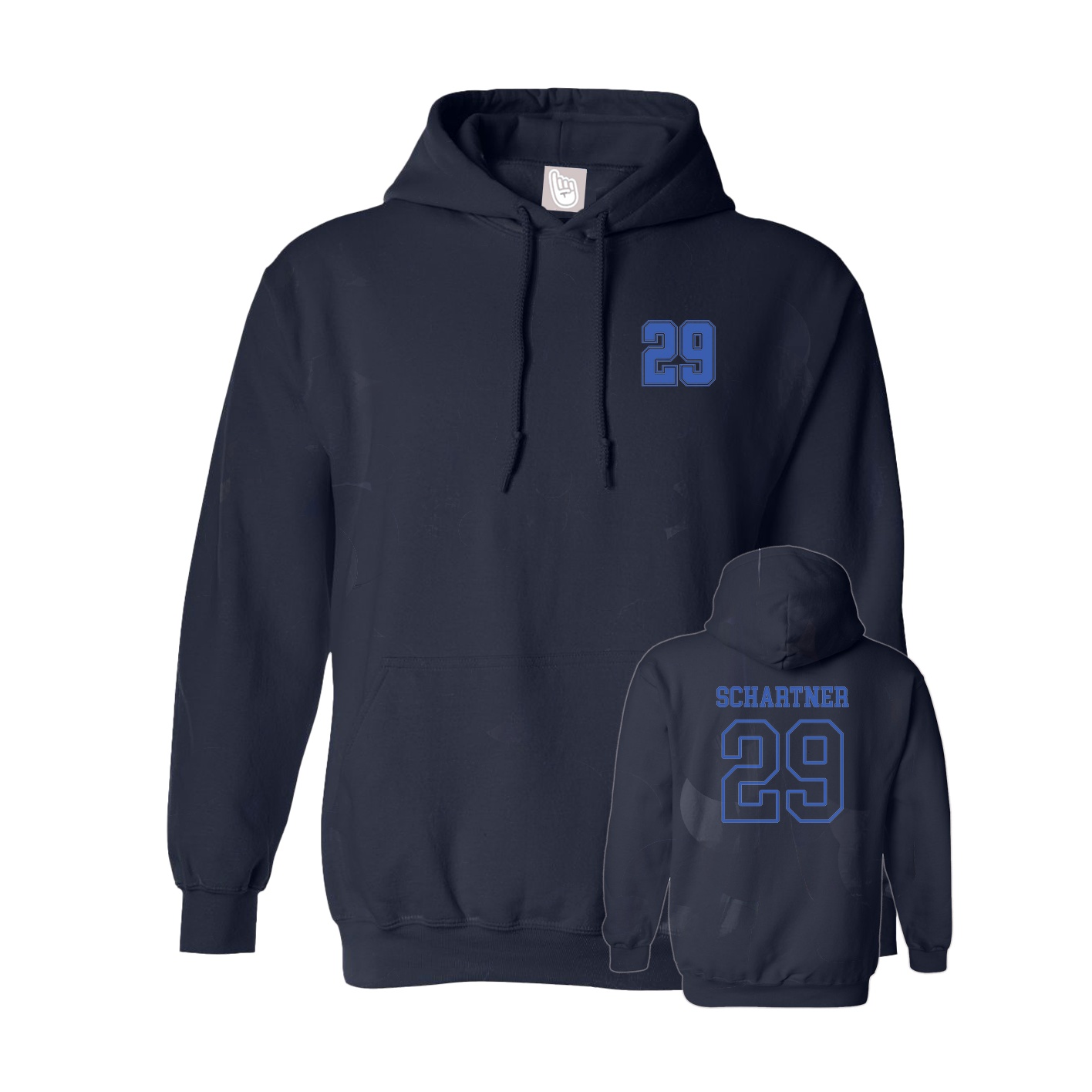 Hoodie — Chest Back in Navy