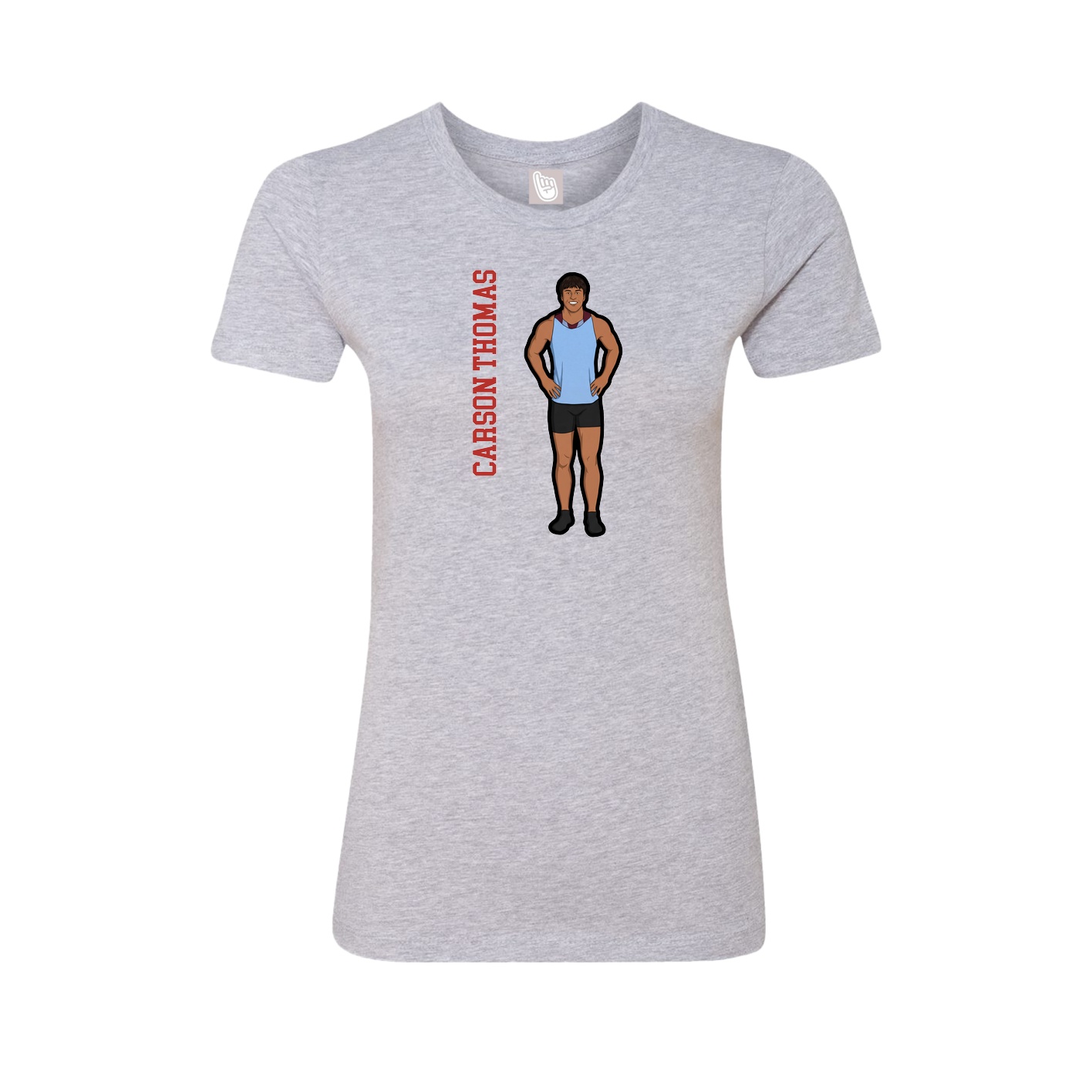 Fitted Women's Tee — Name Vertical in Grey