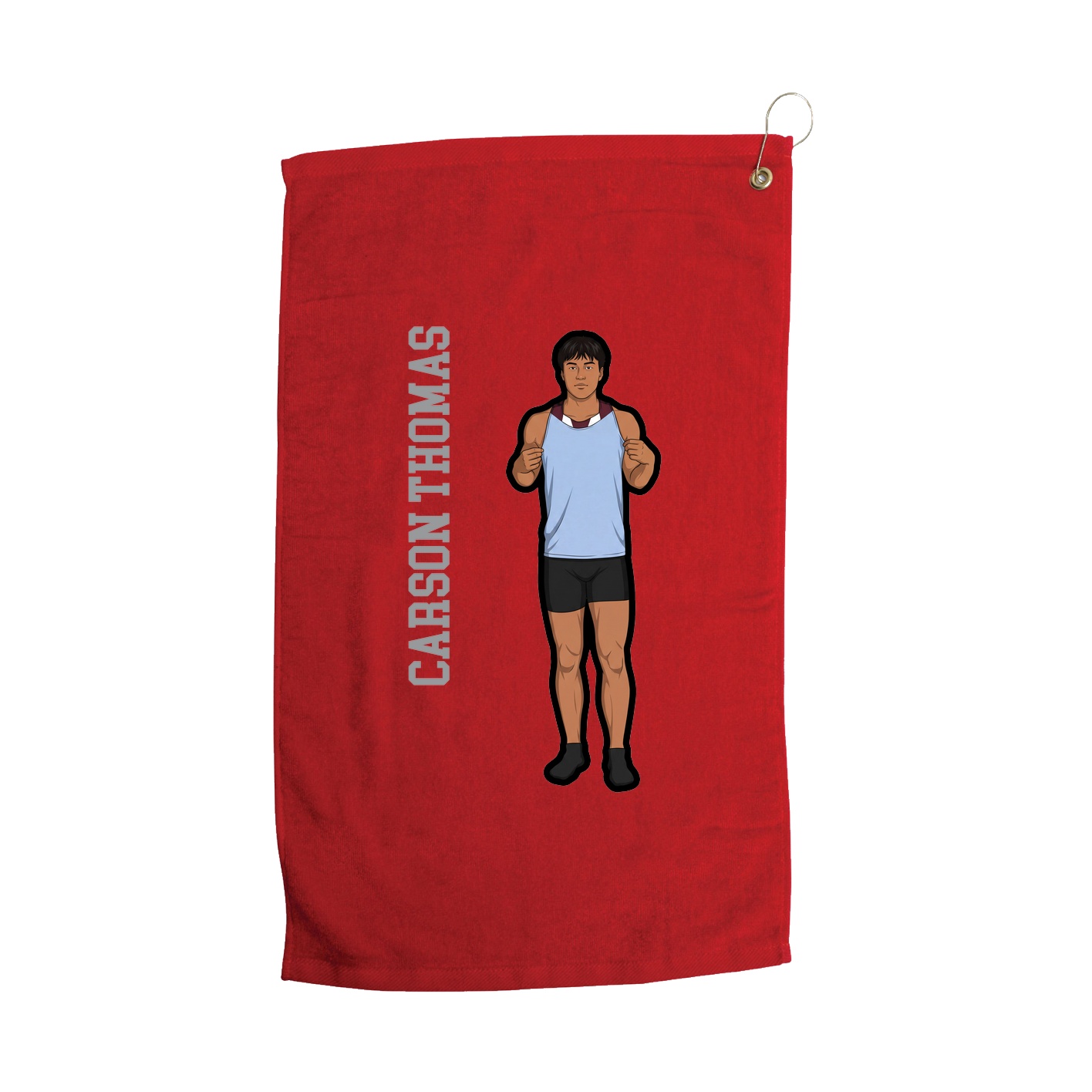 Golf Towel — Name Vertical in Red
