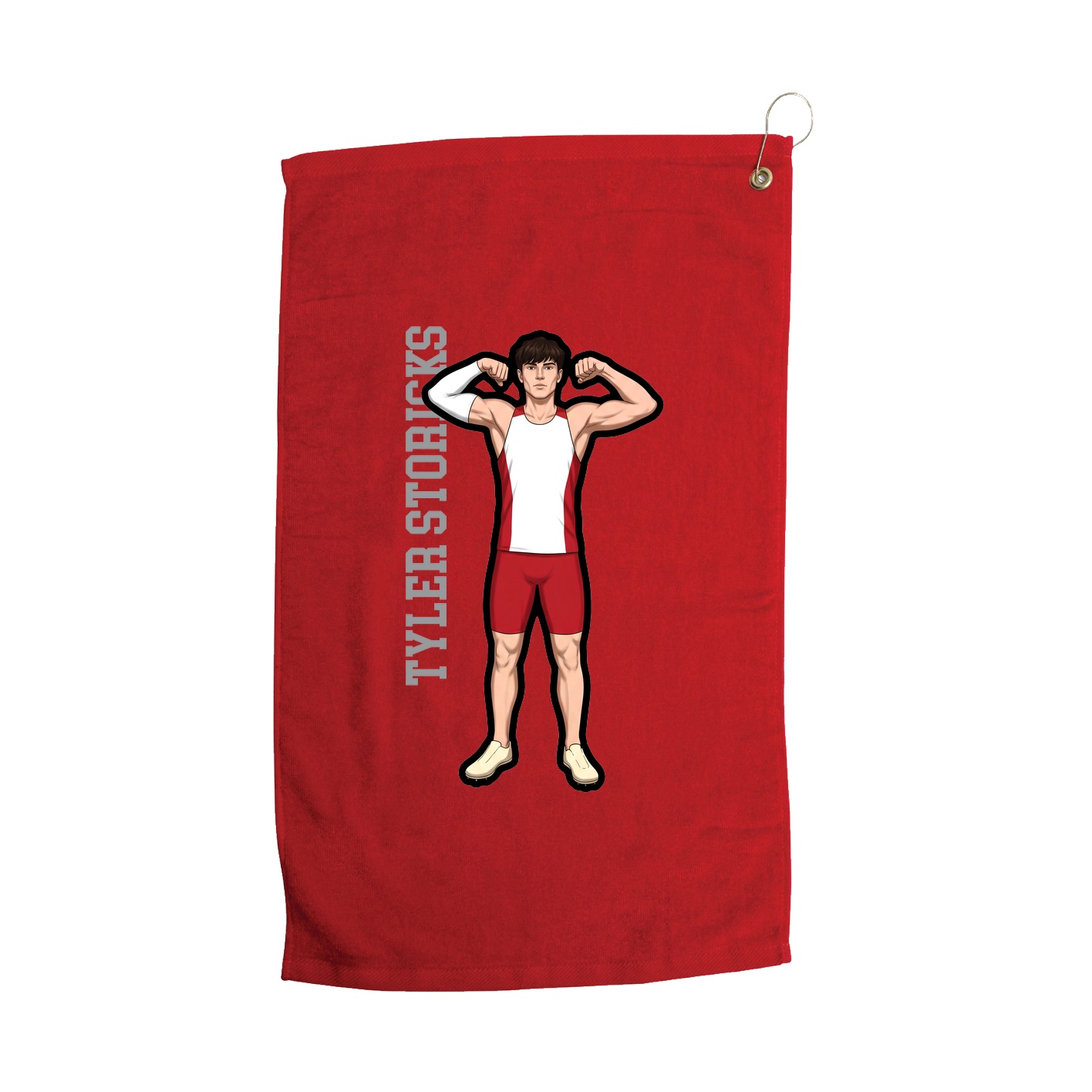 Golf Towel — Name Vertical in Red