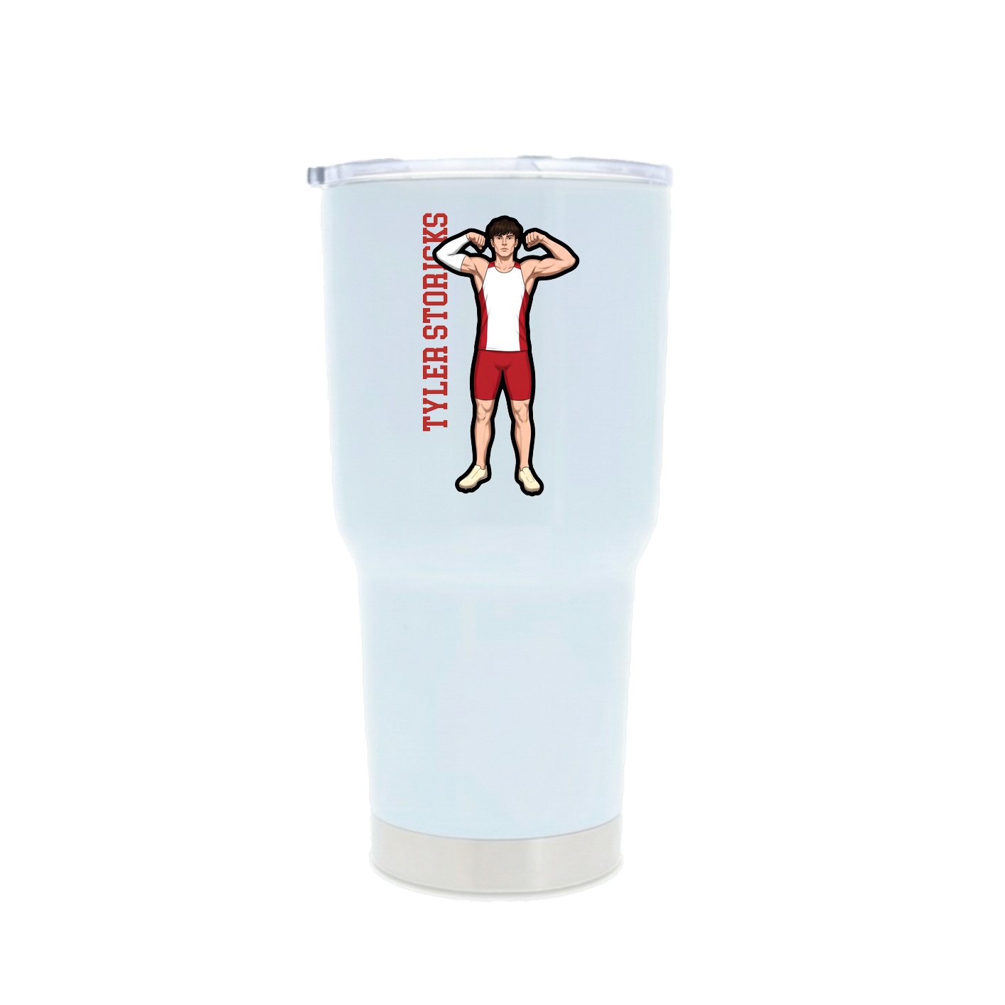 30oz Stainless Steel Tumbler — Name Vertical in White