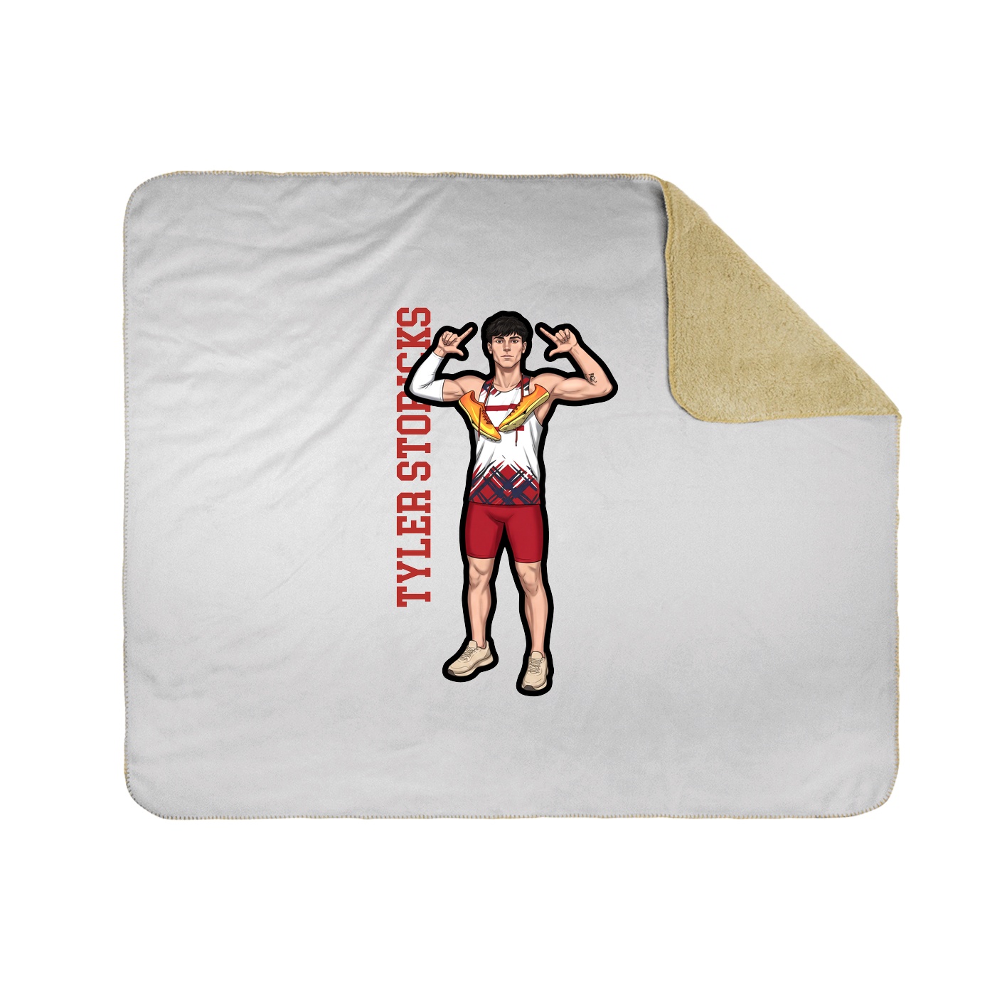 Throw Blanket — Name Vertical in White