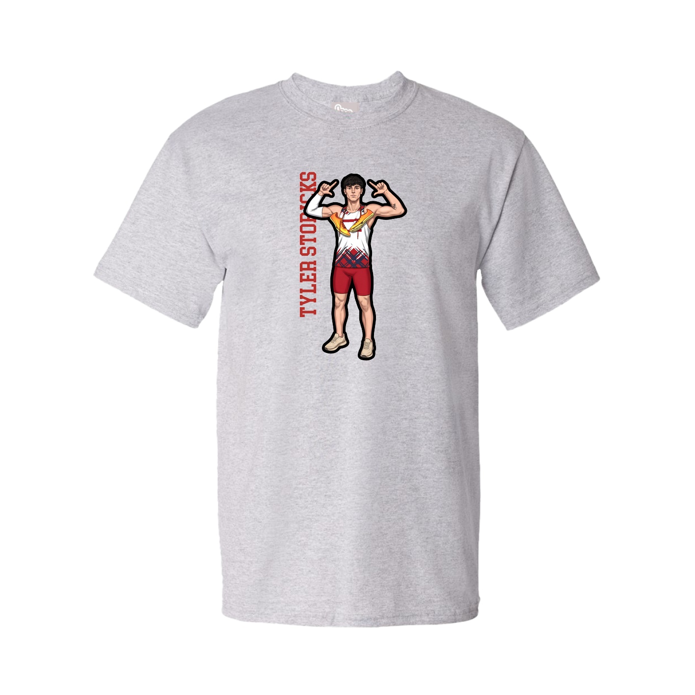 Tee — Name Vertical in Grey