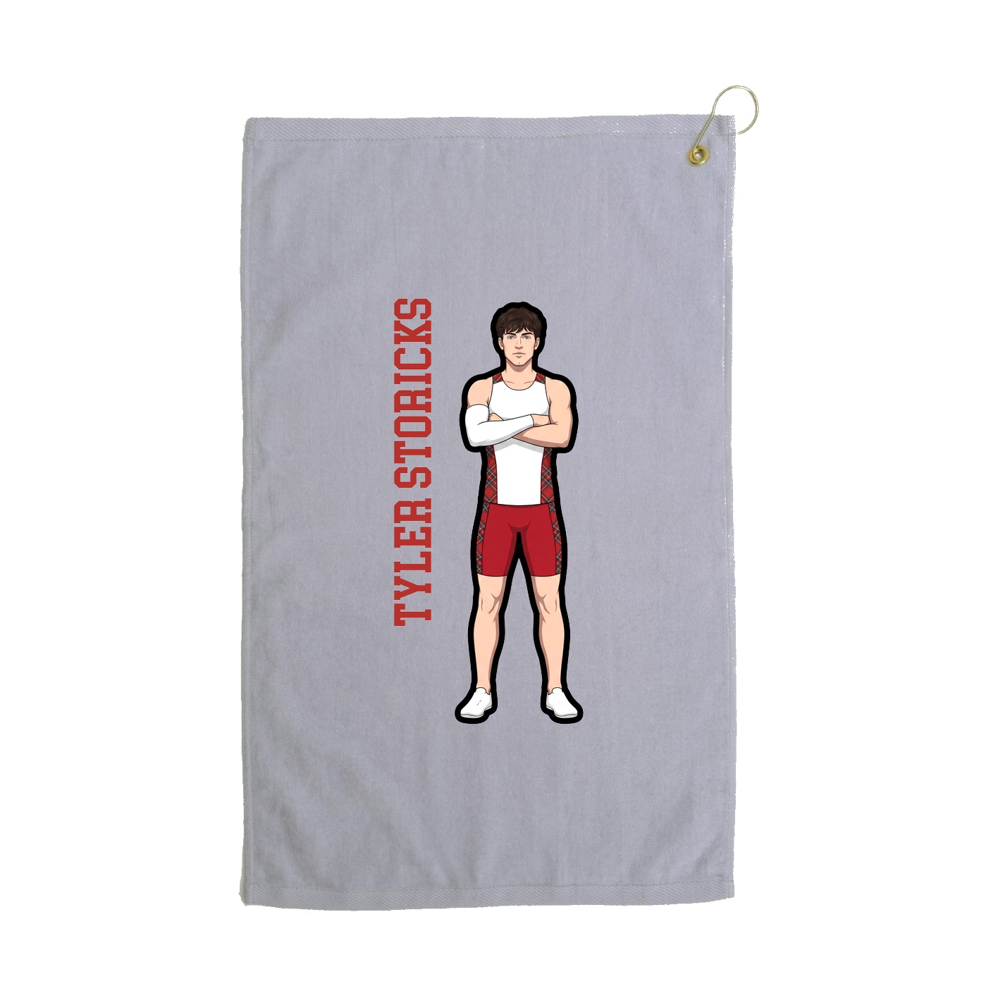 Golf Towel — Name Vertical in Grey