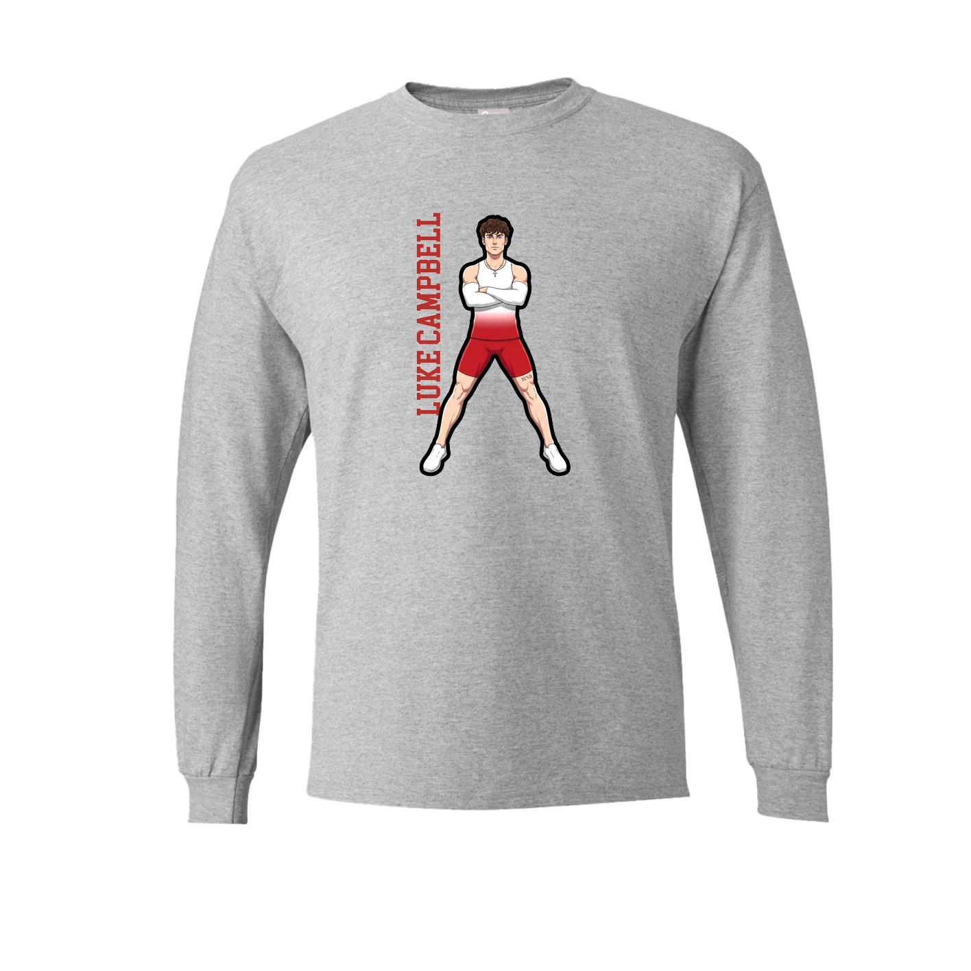 Long Sleeve Tee — Name Vertical in Grey