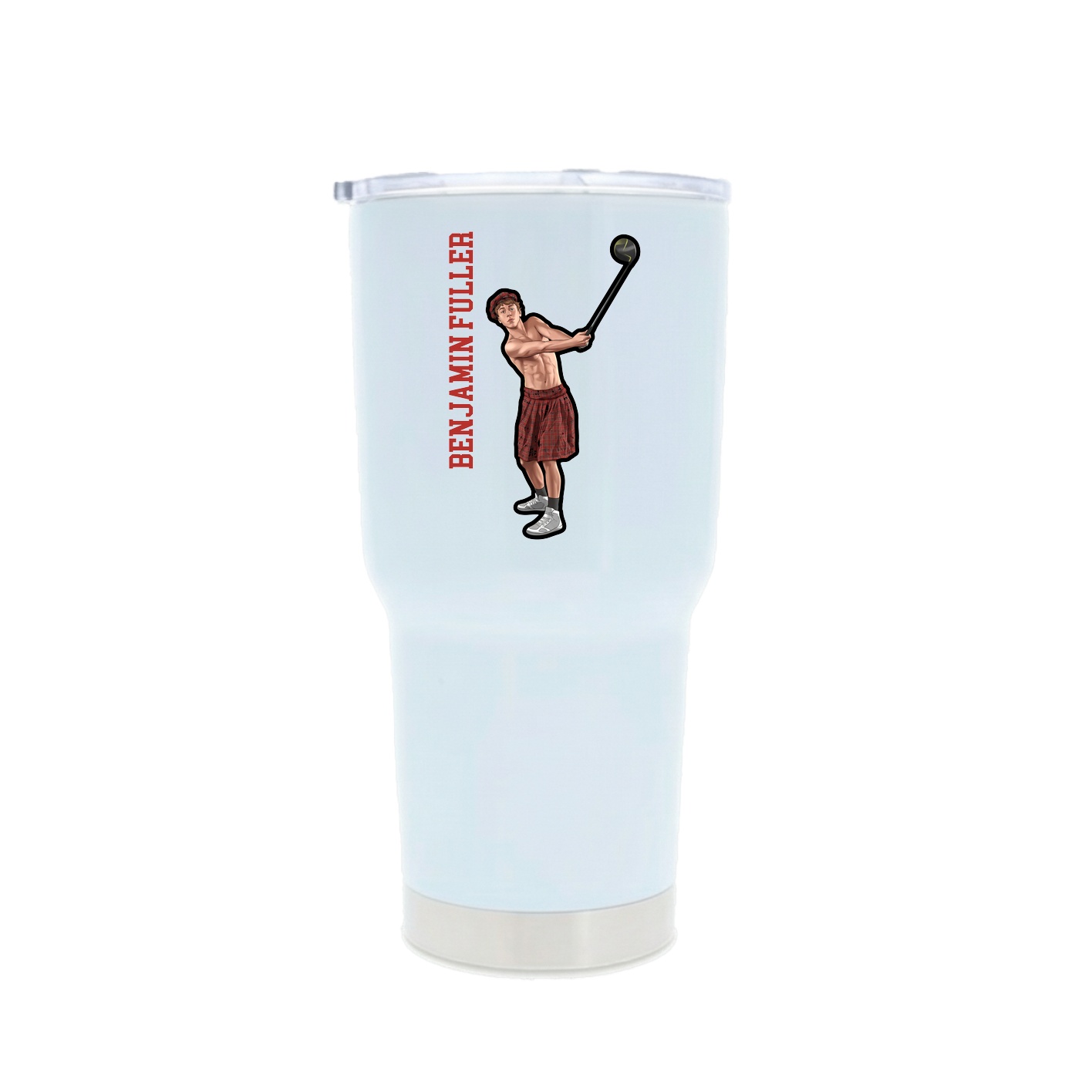 30oz Stainless Steel Tumbler — Name Vertical in White