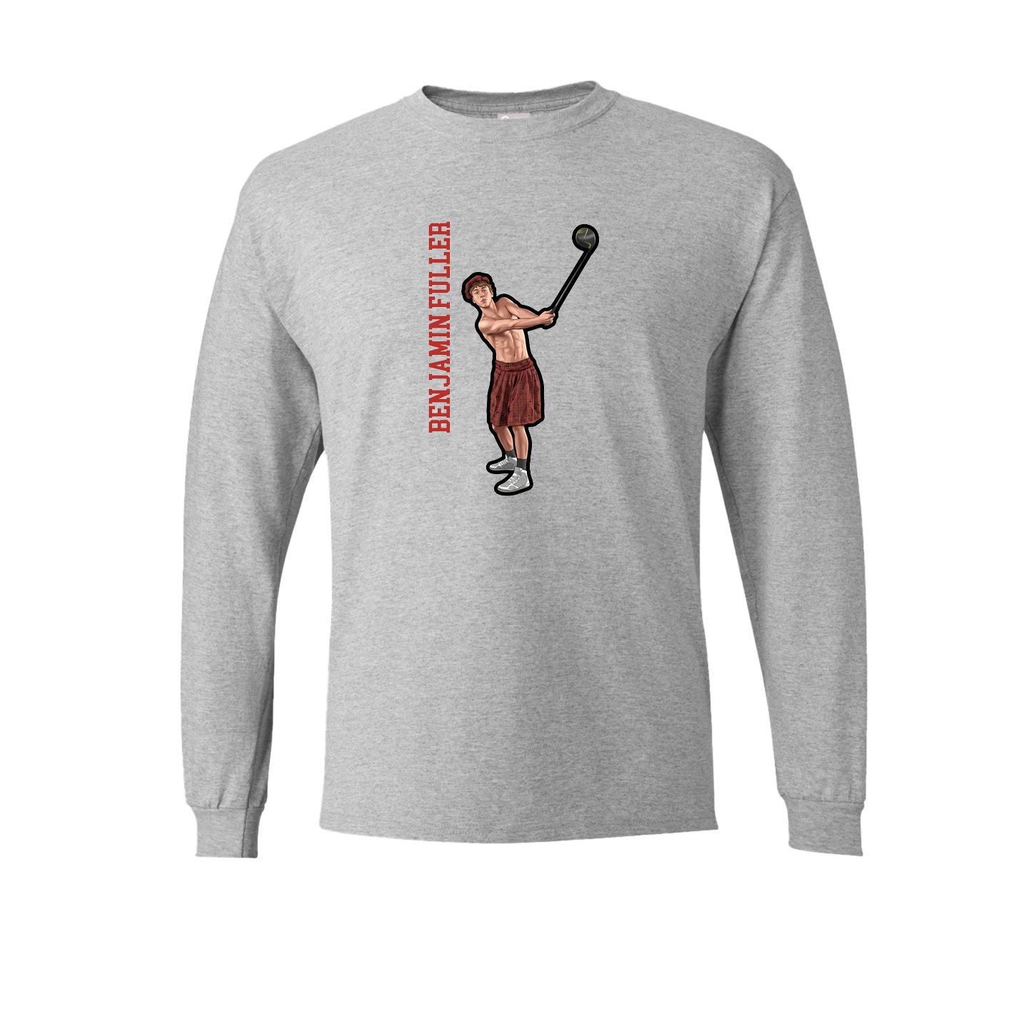 Long Sleeve Tee — Name Vertical in Grey