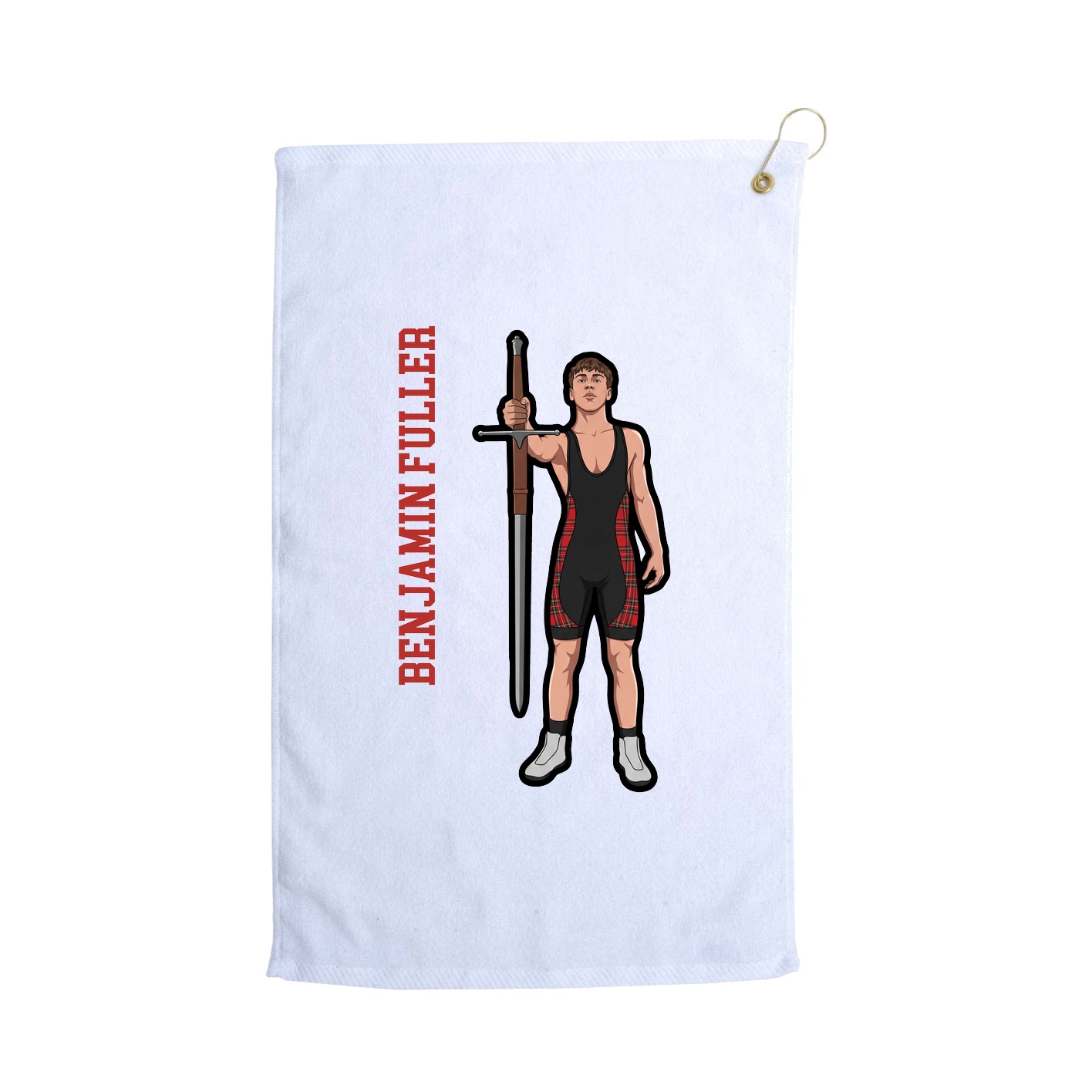 Golf Towel — Name Vertical in White