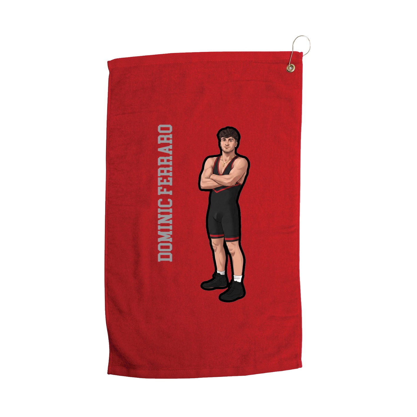 Golf Towel — Name Vertical in Red