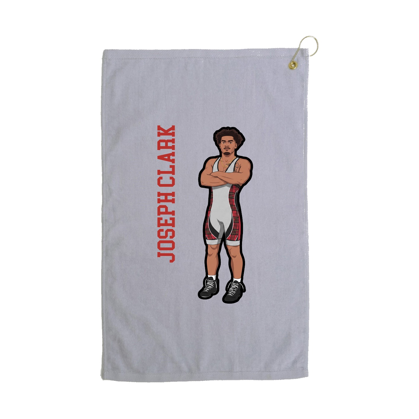 Golf Towel — Name Vertical in Grey