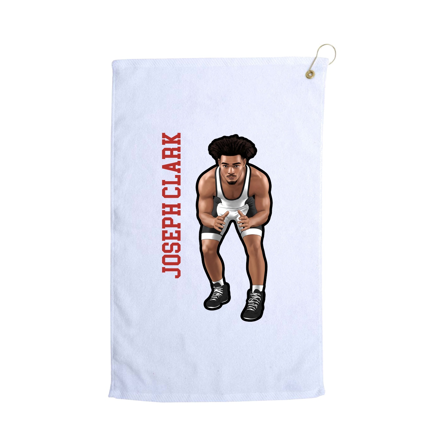 Golf Towel — Name Vertical in White