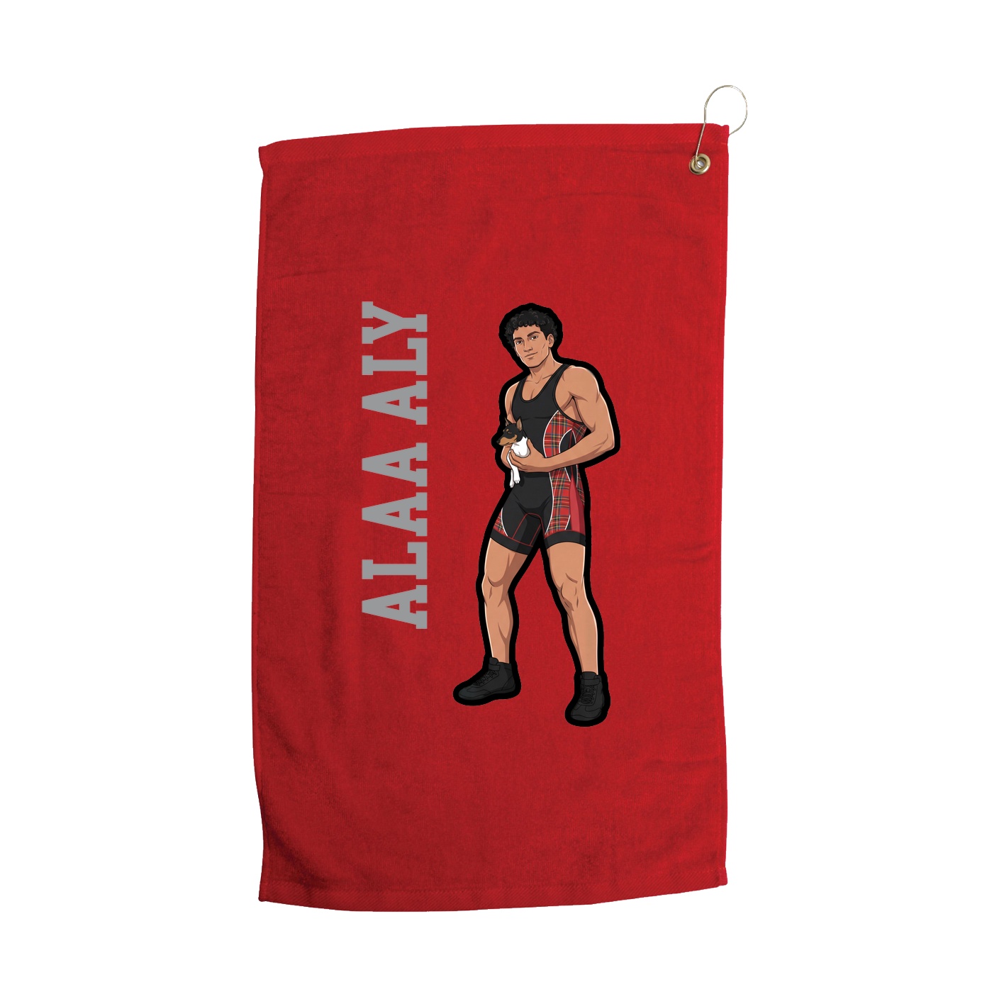 Golf Towel — Name Vertical in Red