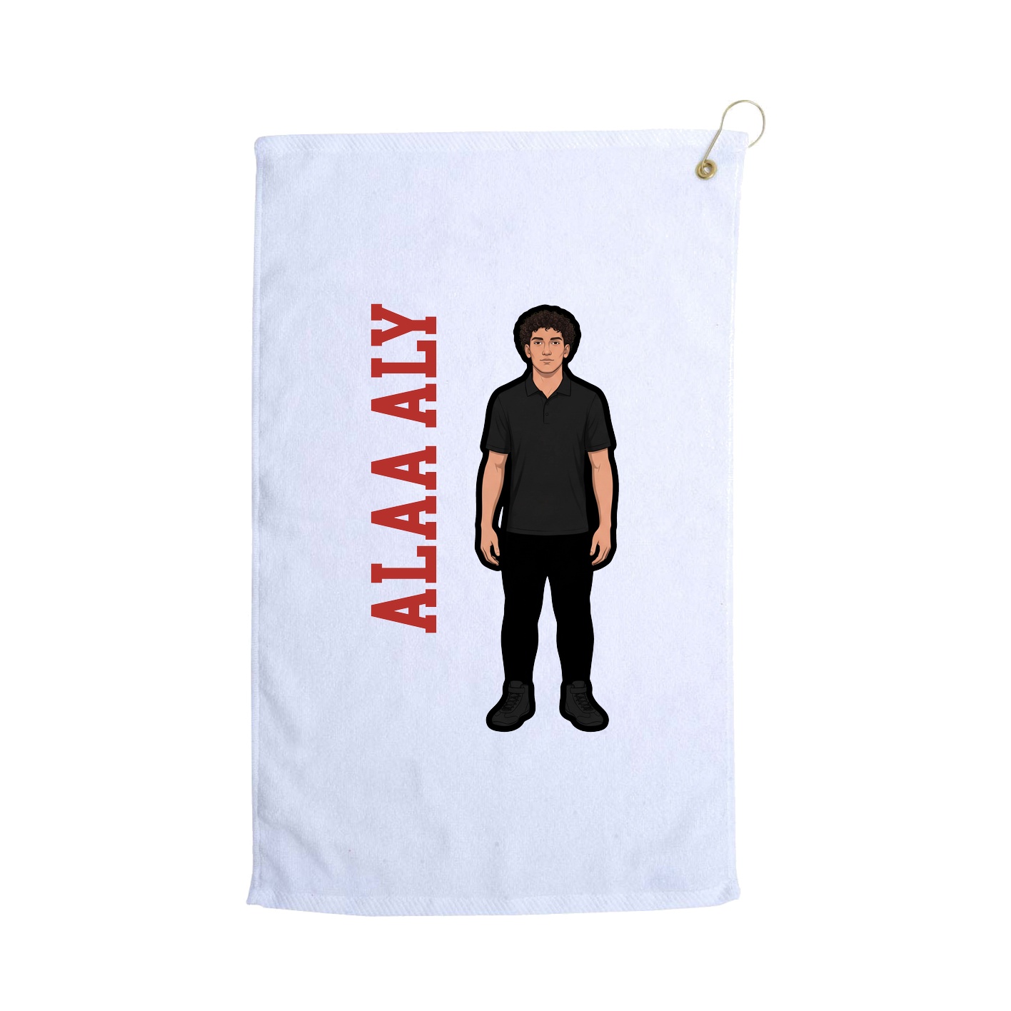 Golf Towel — Name Vertical in White