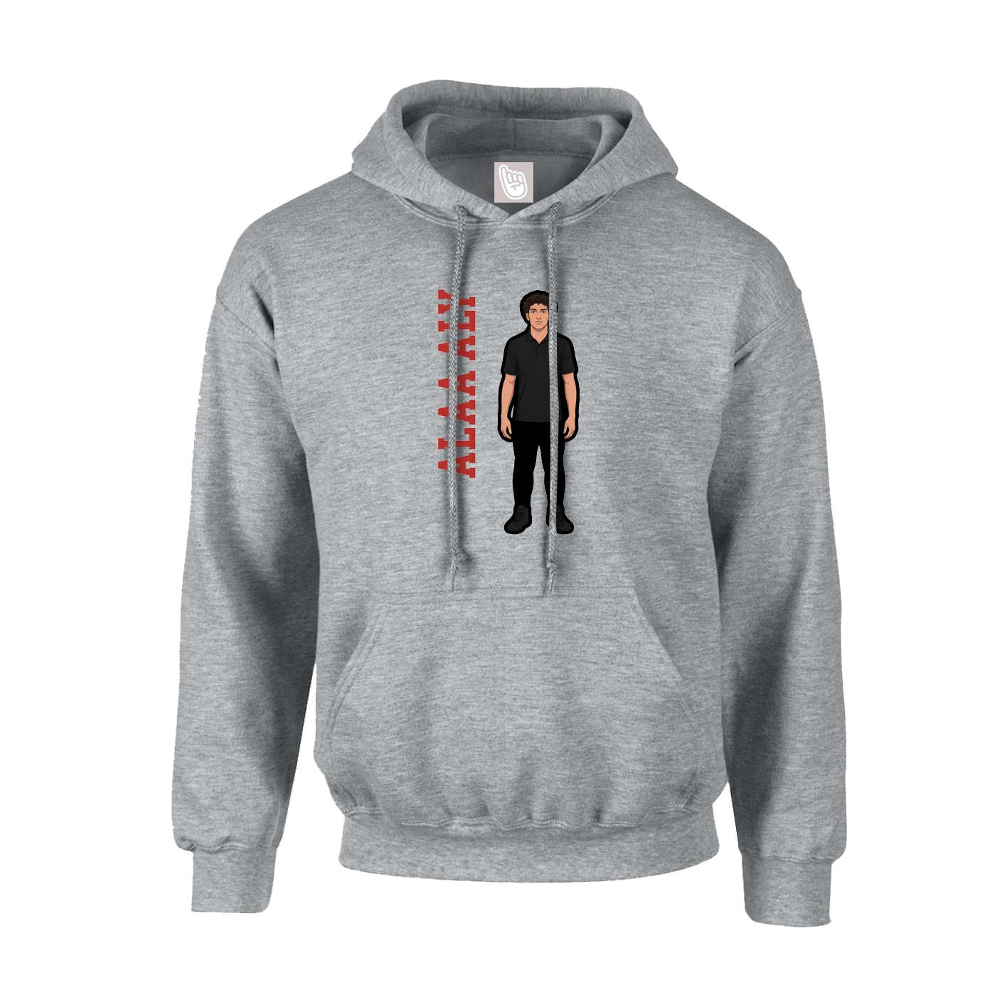 Hoodie — Name Vertical in Grey