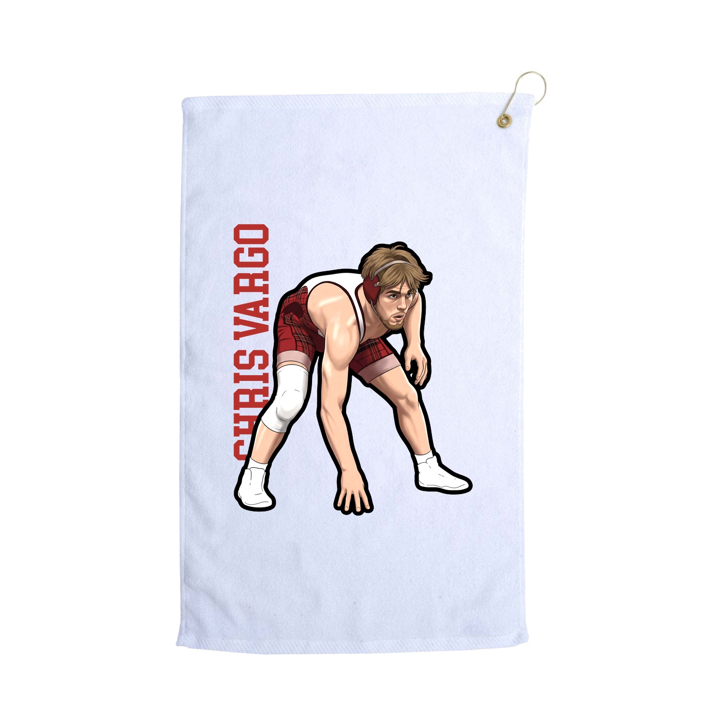 Golf Towel — Name Vertical in White