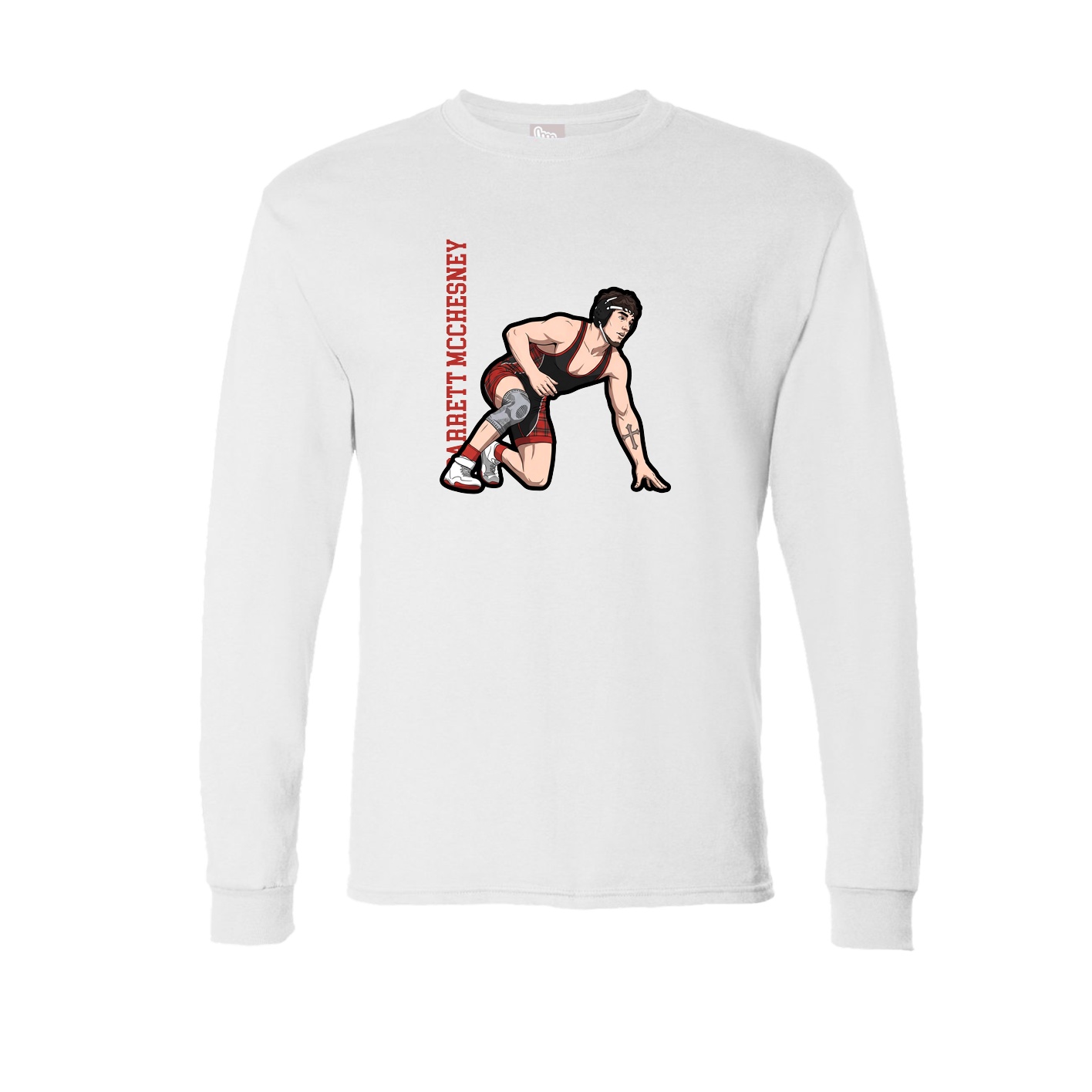 Long Sleeve Tee — Name Vertical in White