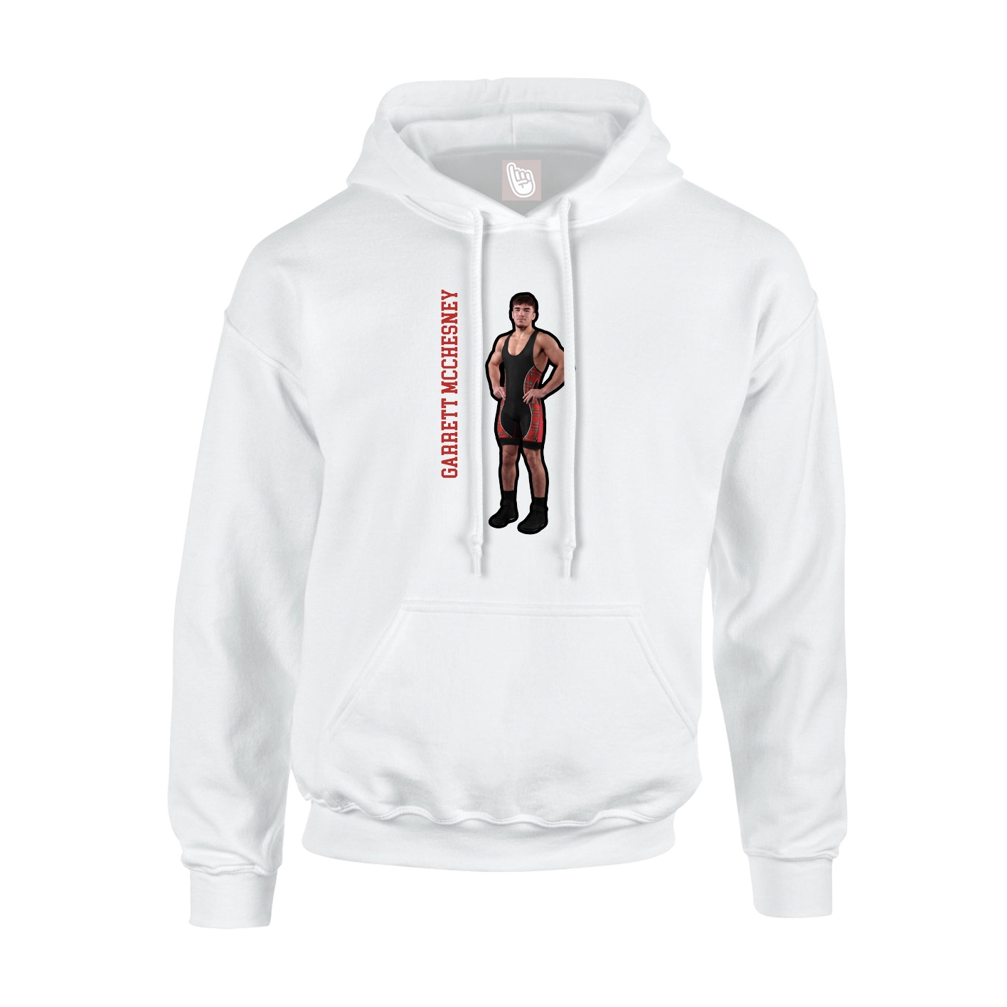 Youth Hoodie — Name Vertical in White