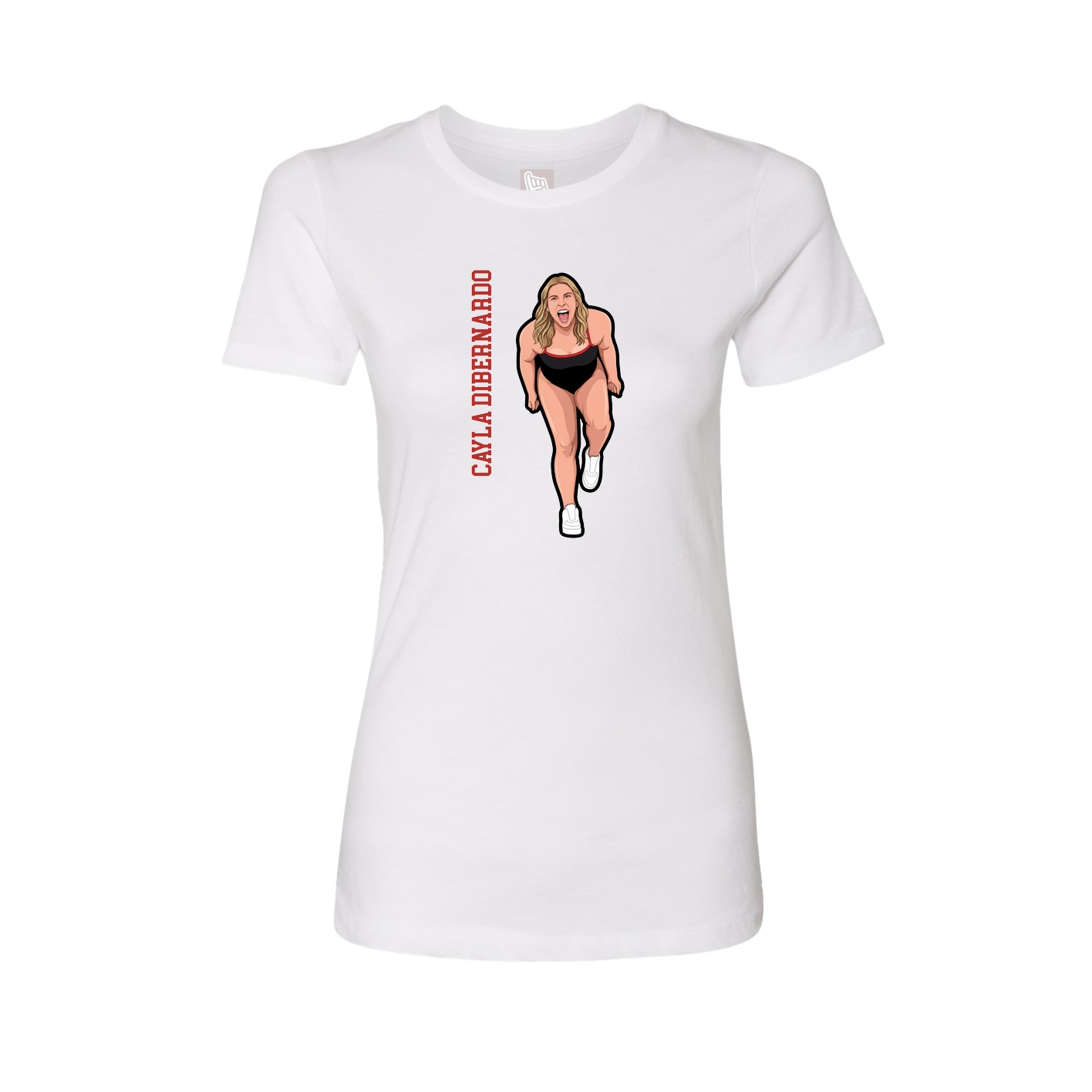 Fitted Women's Tee — Name Vertical in White