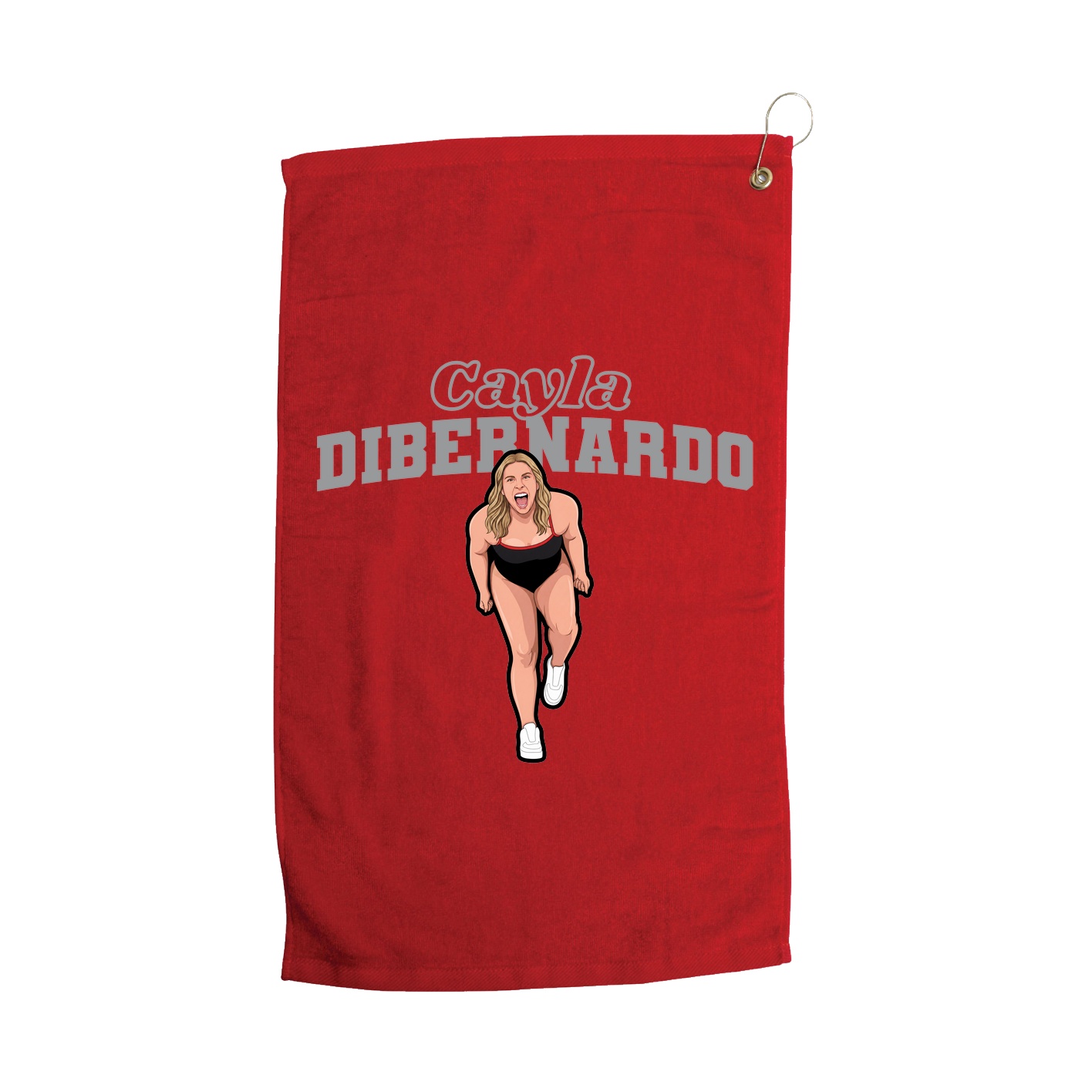 Golf Towel — Name Arch in Red