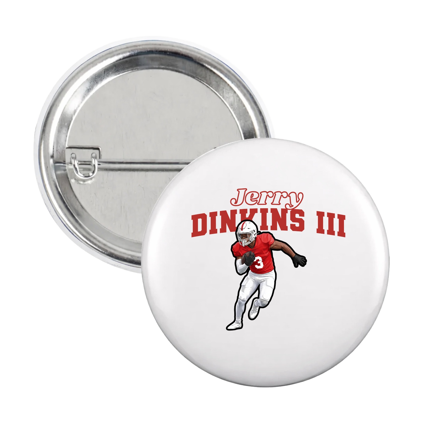 Game Day Button — Name Arch in White