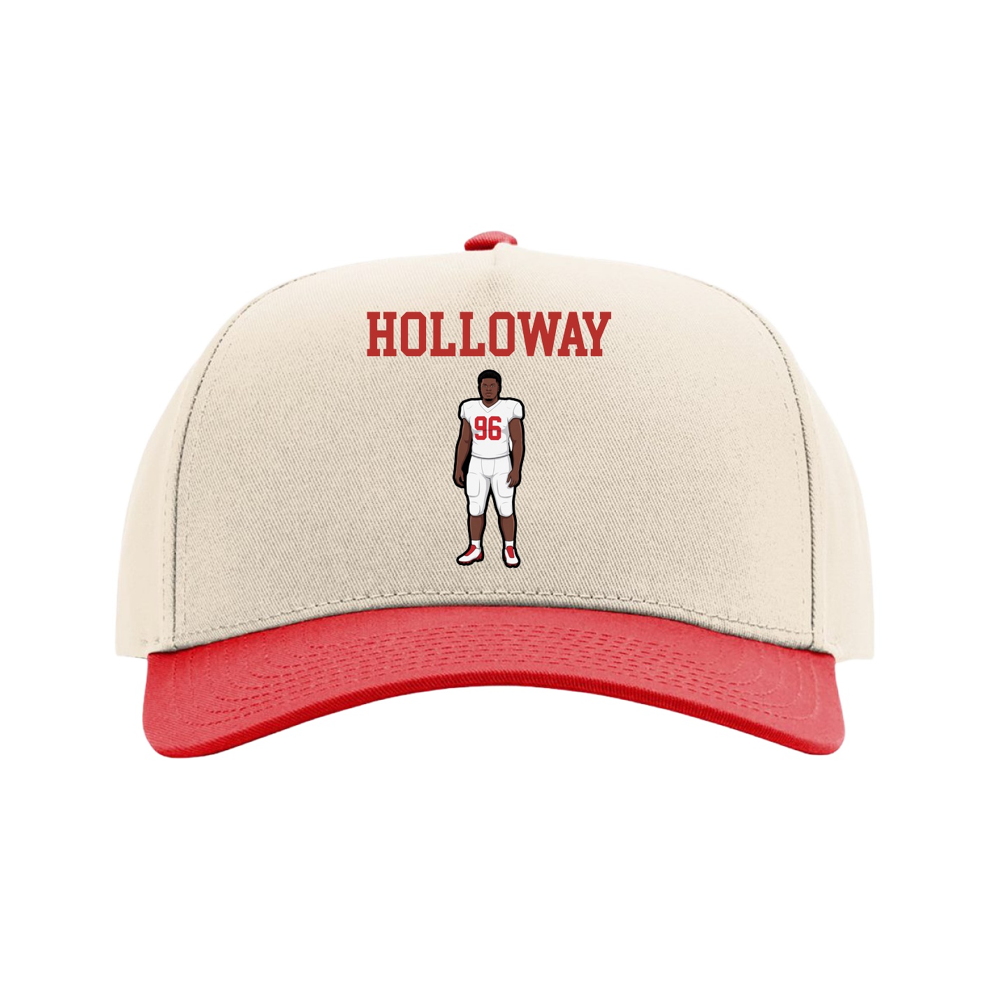 Full Fabric Five-Panel Champ Cap — Shirsey in Cream/Red