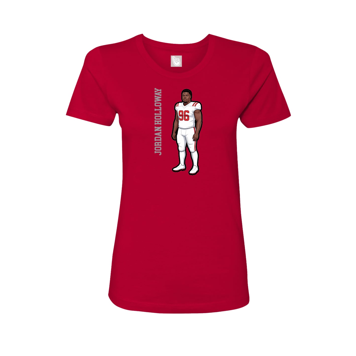 Fitted Women's Tee — Name Vertical in Red