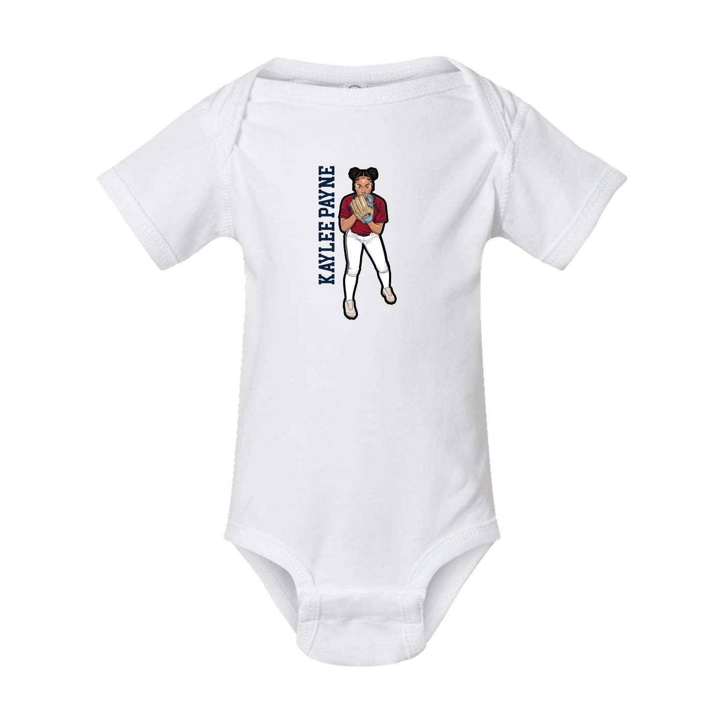 Baby Onesie — Name Vertical in White