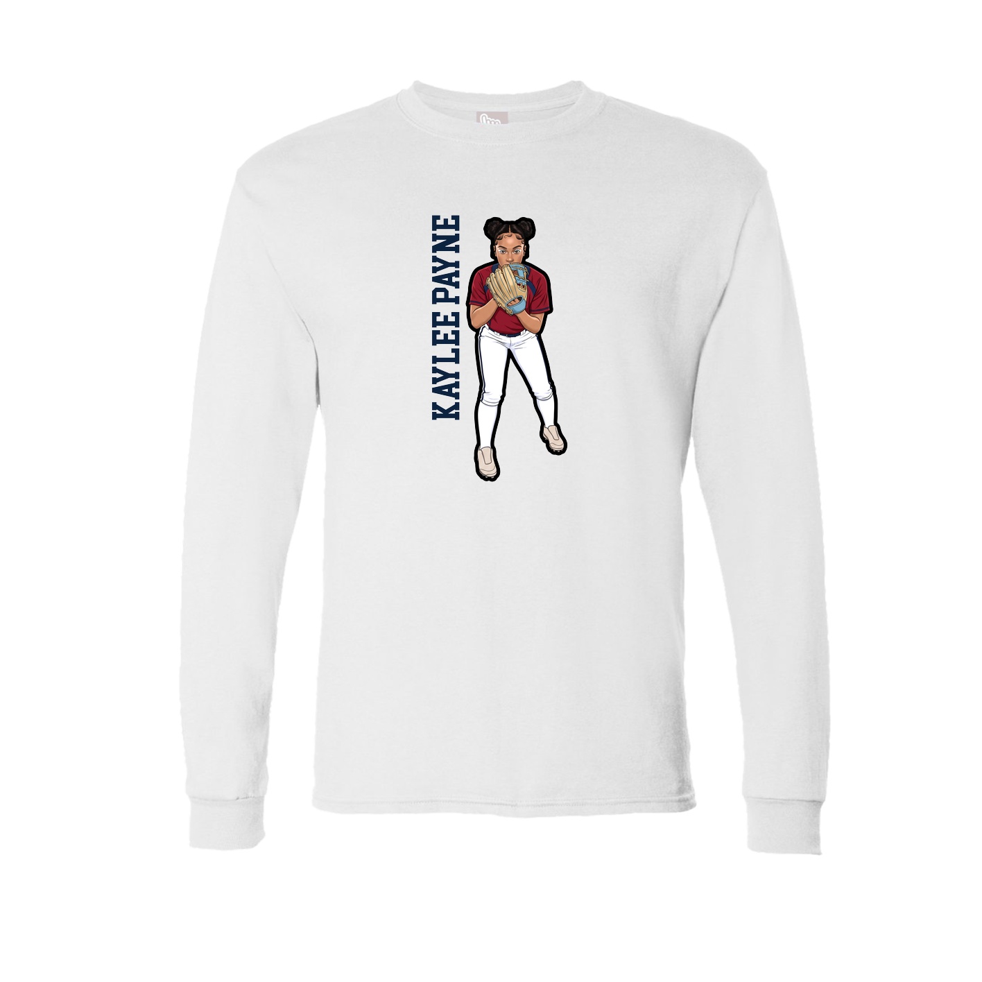 Long Sleeve Tee — Name Vertical in White