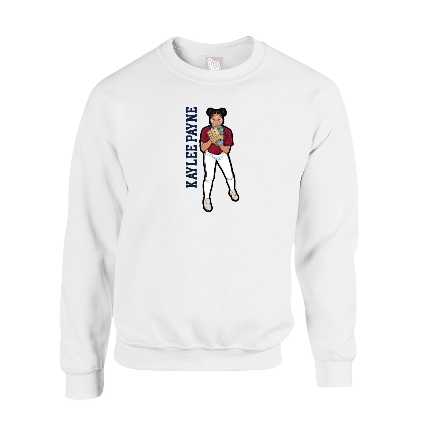 Fleece Crew — Name Vertical in White