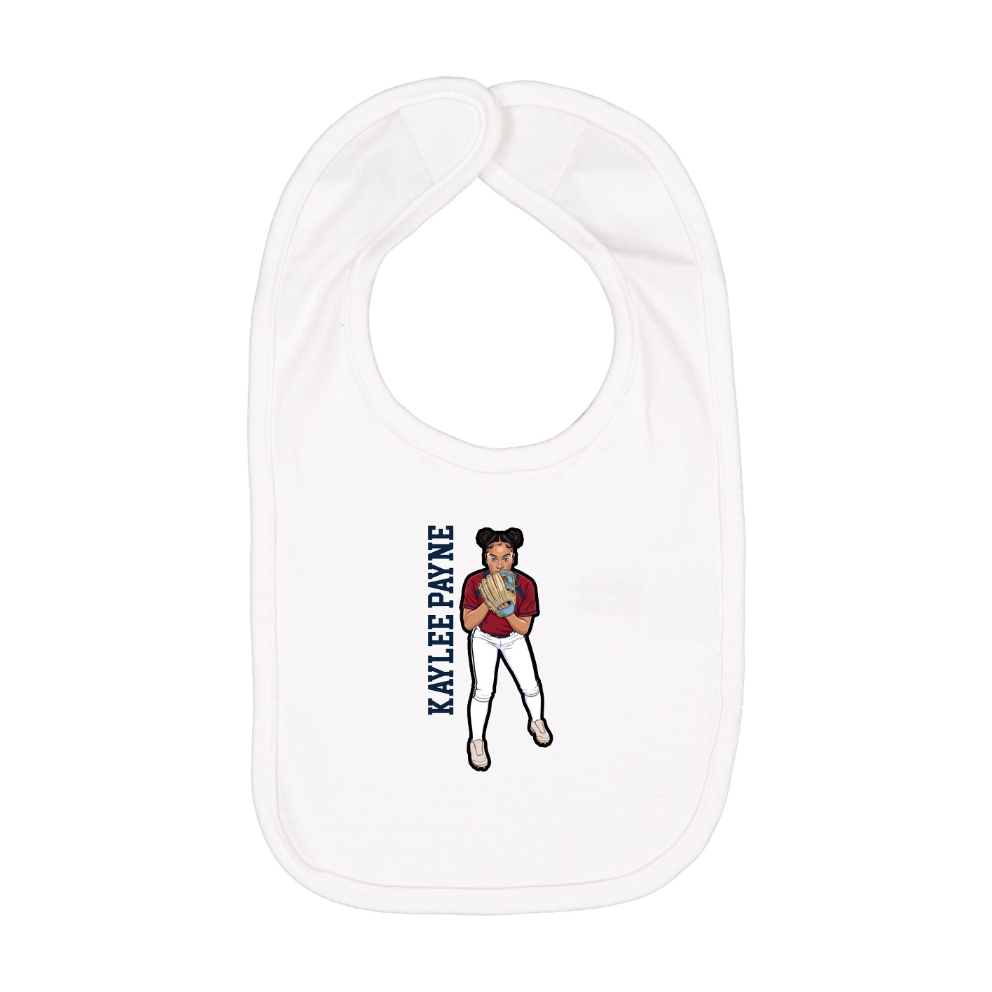Infant Bib — Name Vertical in White