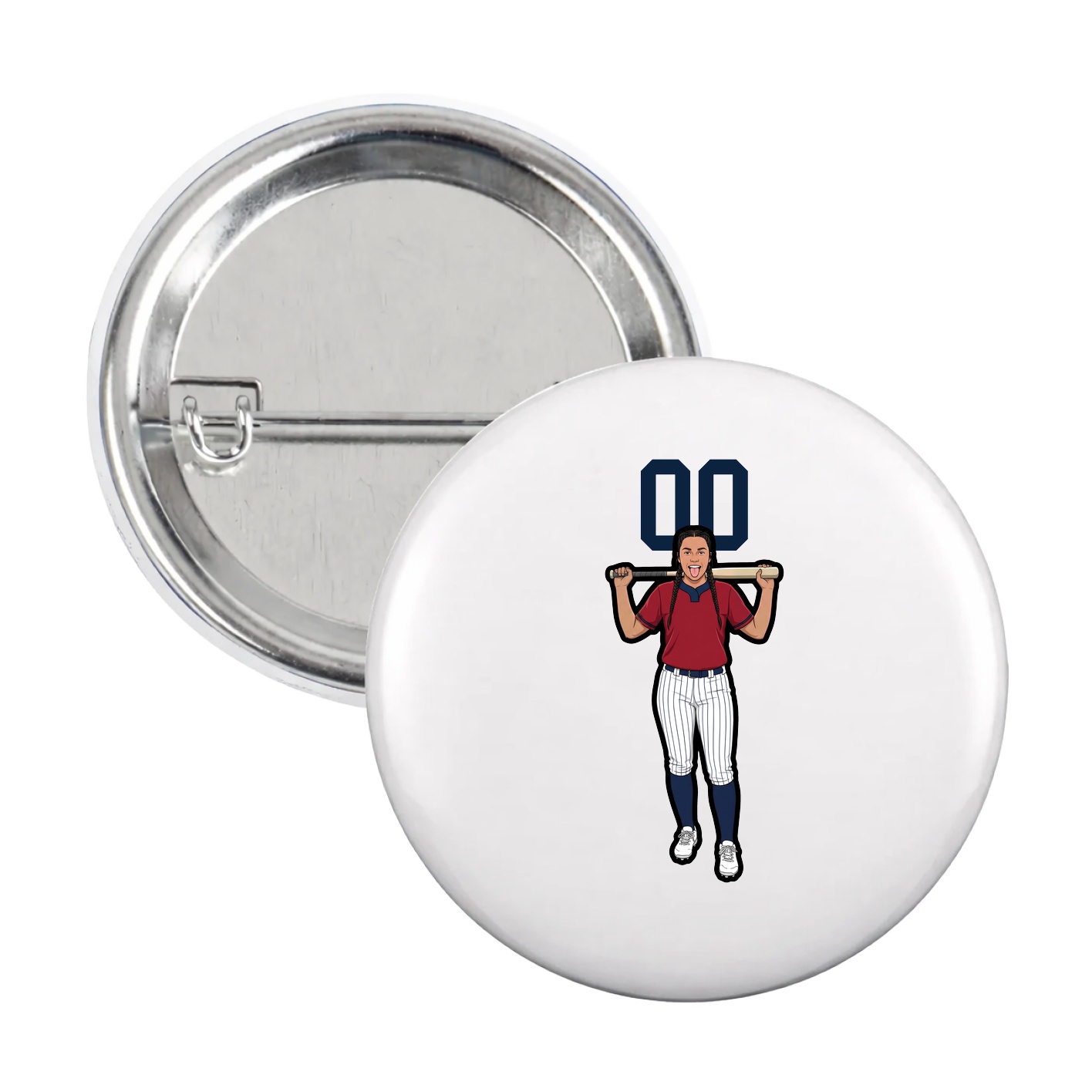 Game Day Button — Number Top in White