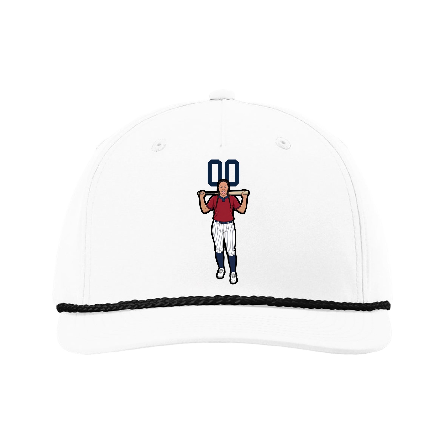 Five-Panel Classic Rope Cap — Number Top in White