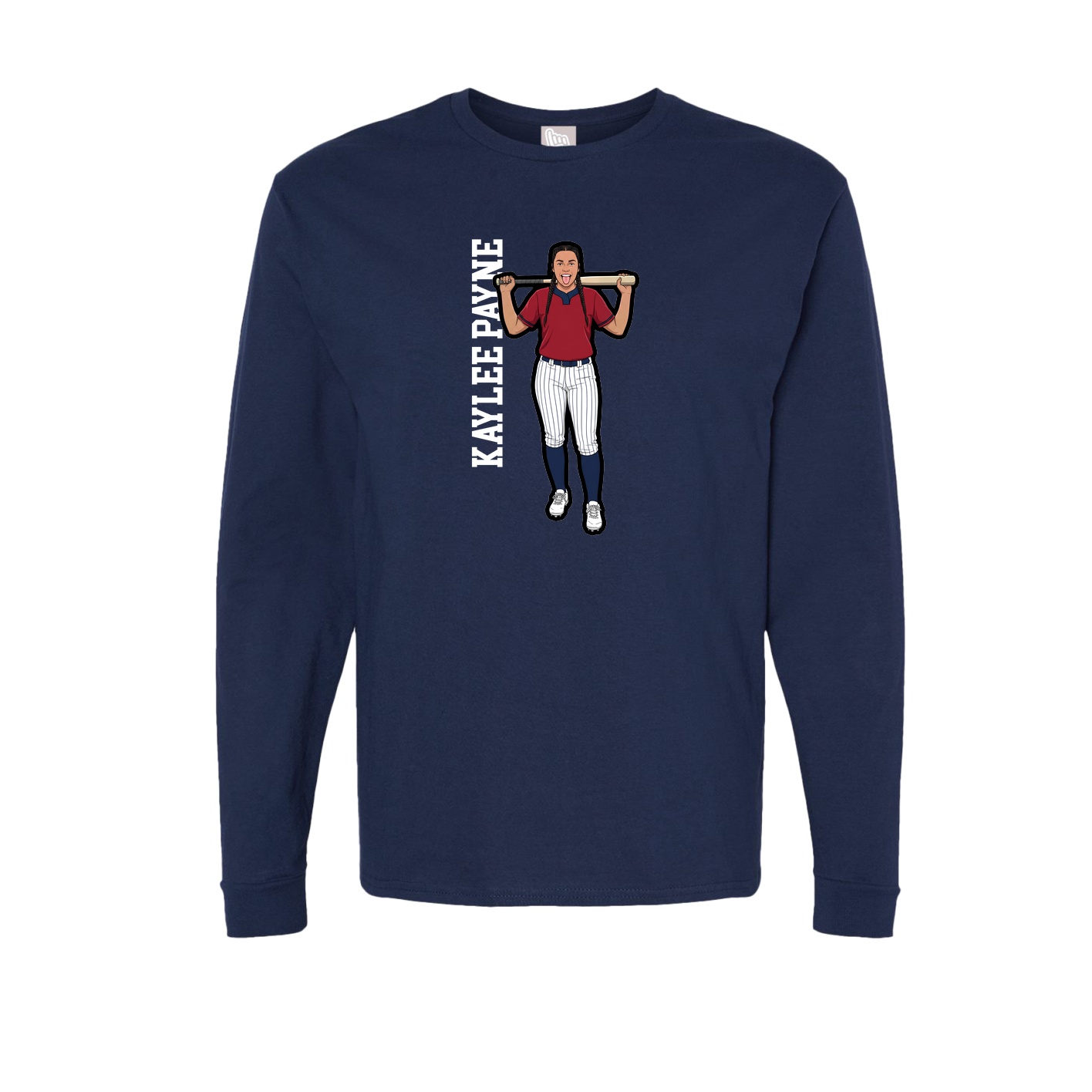 Long Sleeve Tee — Name Vertical in Navy