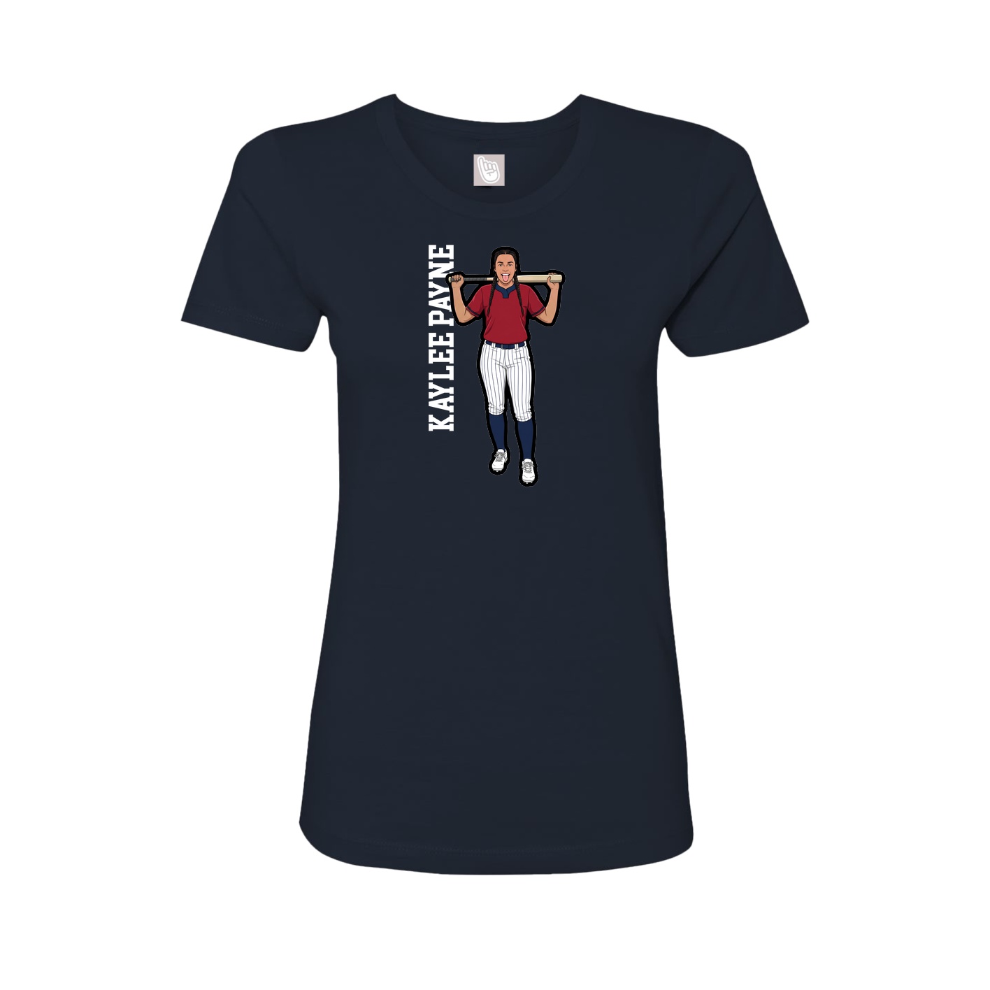 Fitted Women's Tee — Name Vertical in Navy
