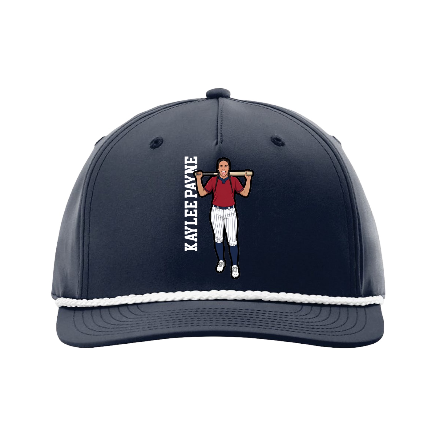 Five-Panel Classic Rope Cap — Name Vertical in Navy