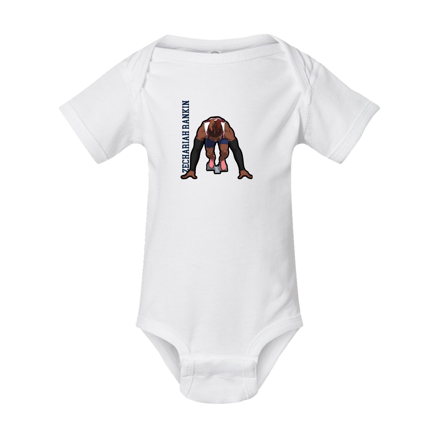 Baby Onesie — Name Vertical in White