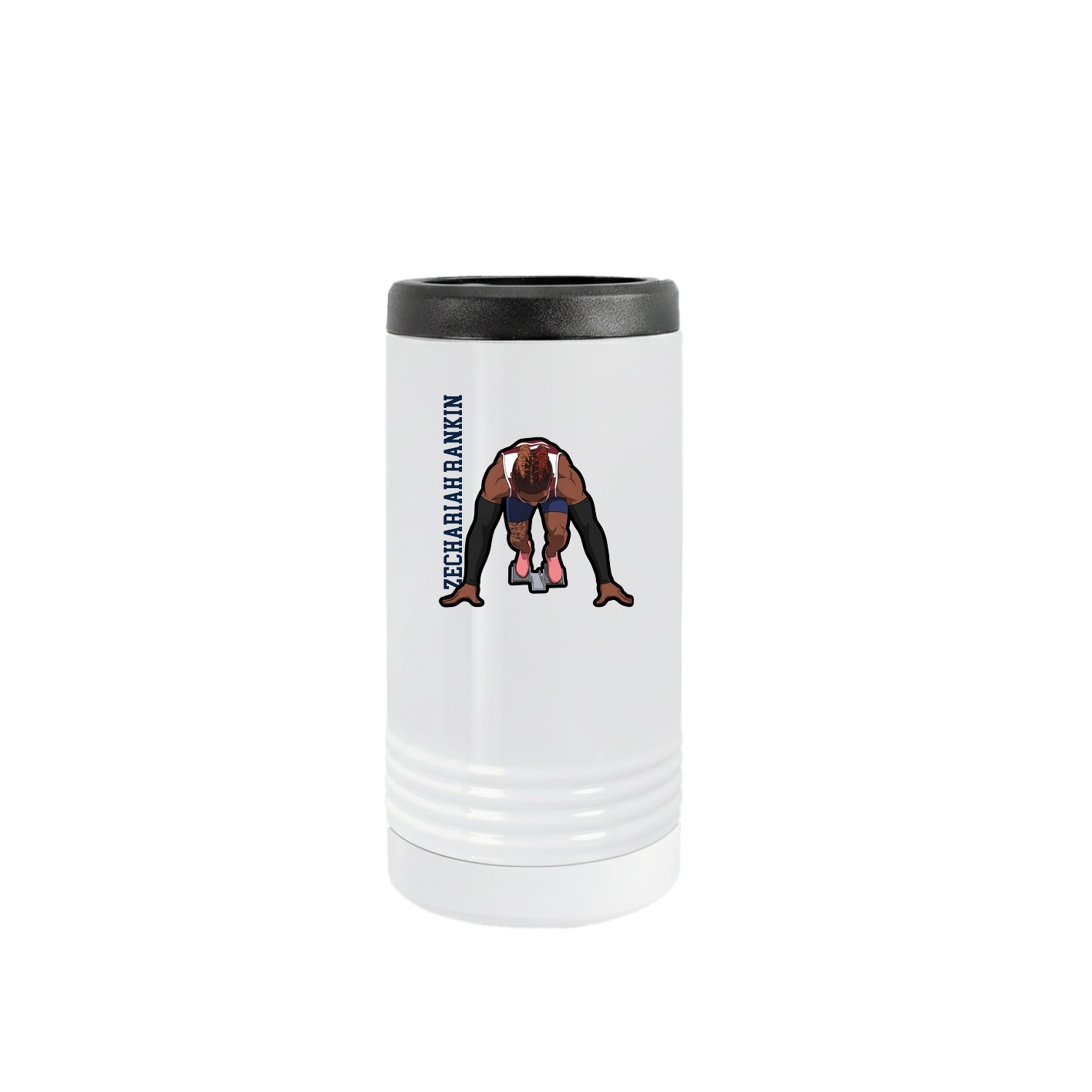 Slim Beverage Holder — Name Vertical in White