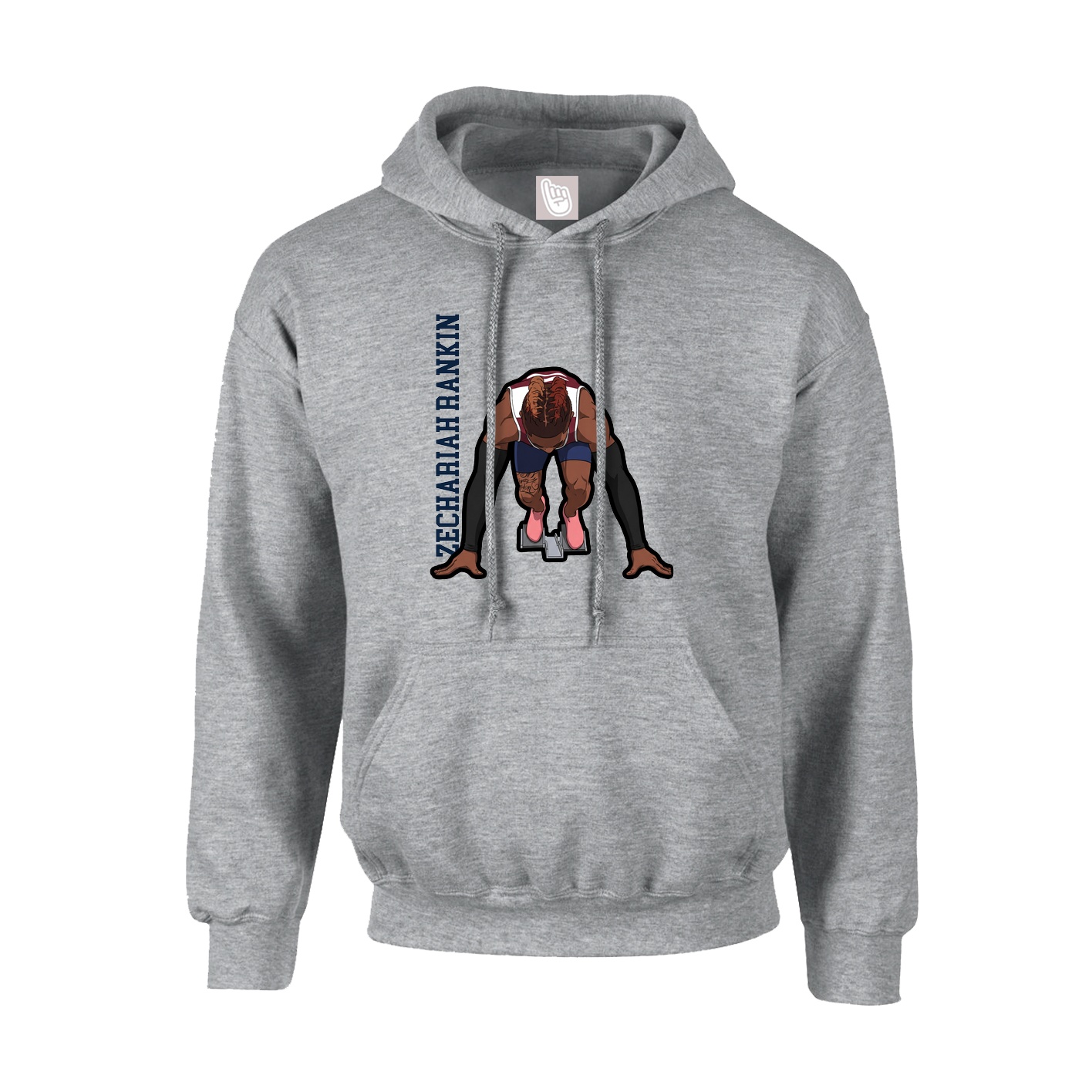 Hoodie — Name Vertical in Grey