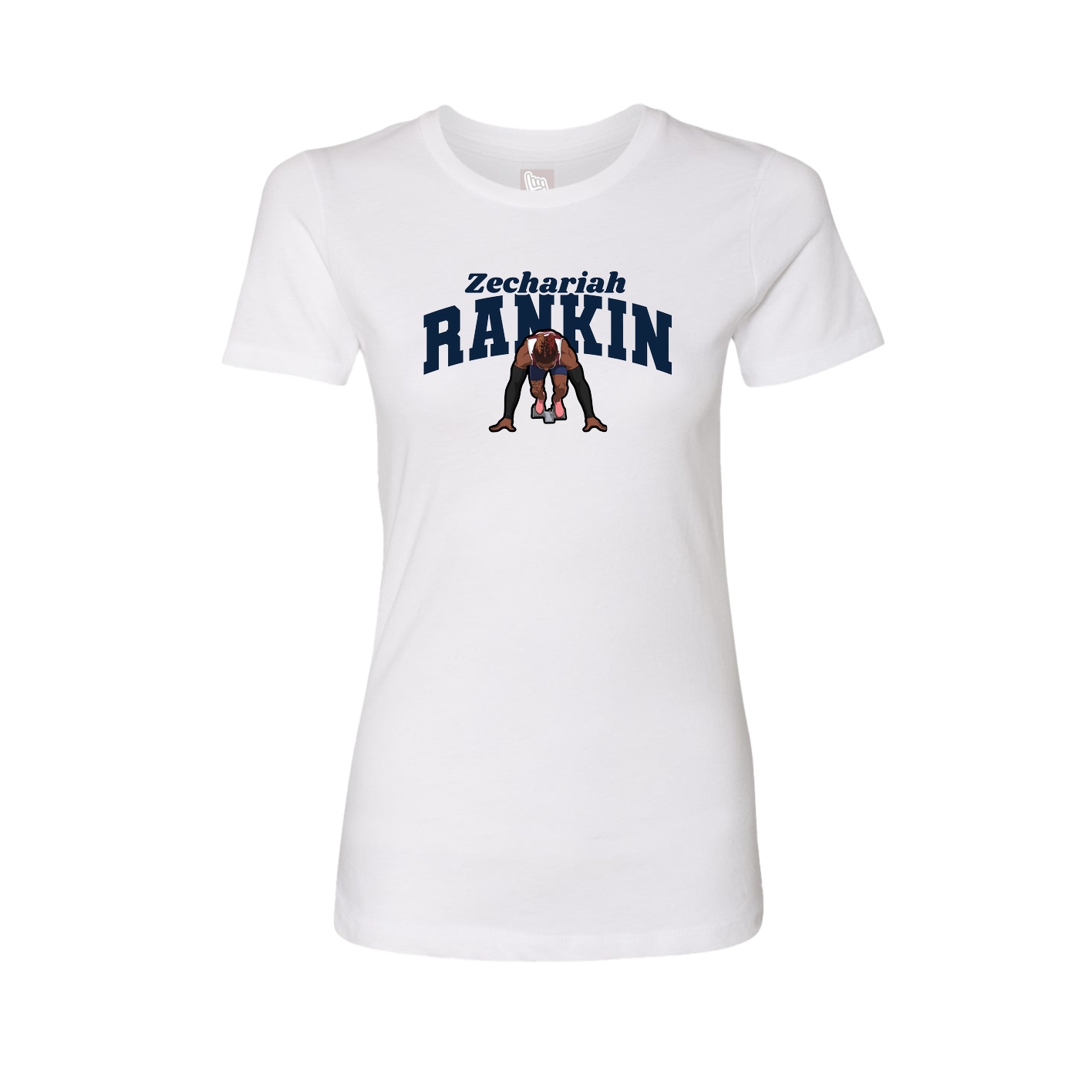 Fitted Women's Tee — Signature Arch in White
