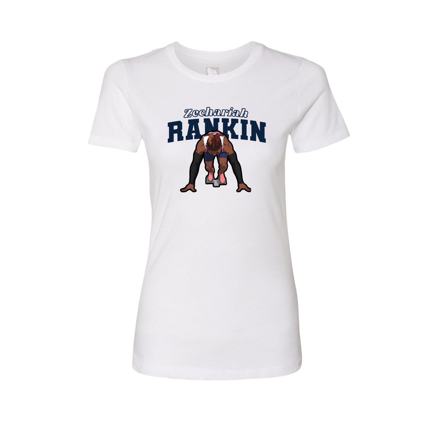 Womens Tee — Name Arch in White